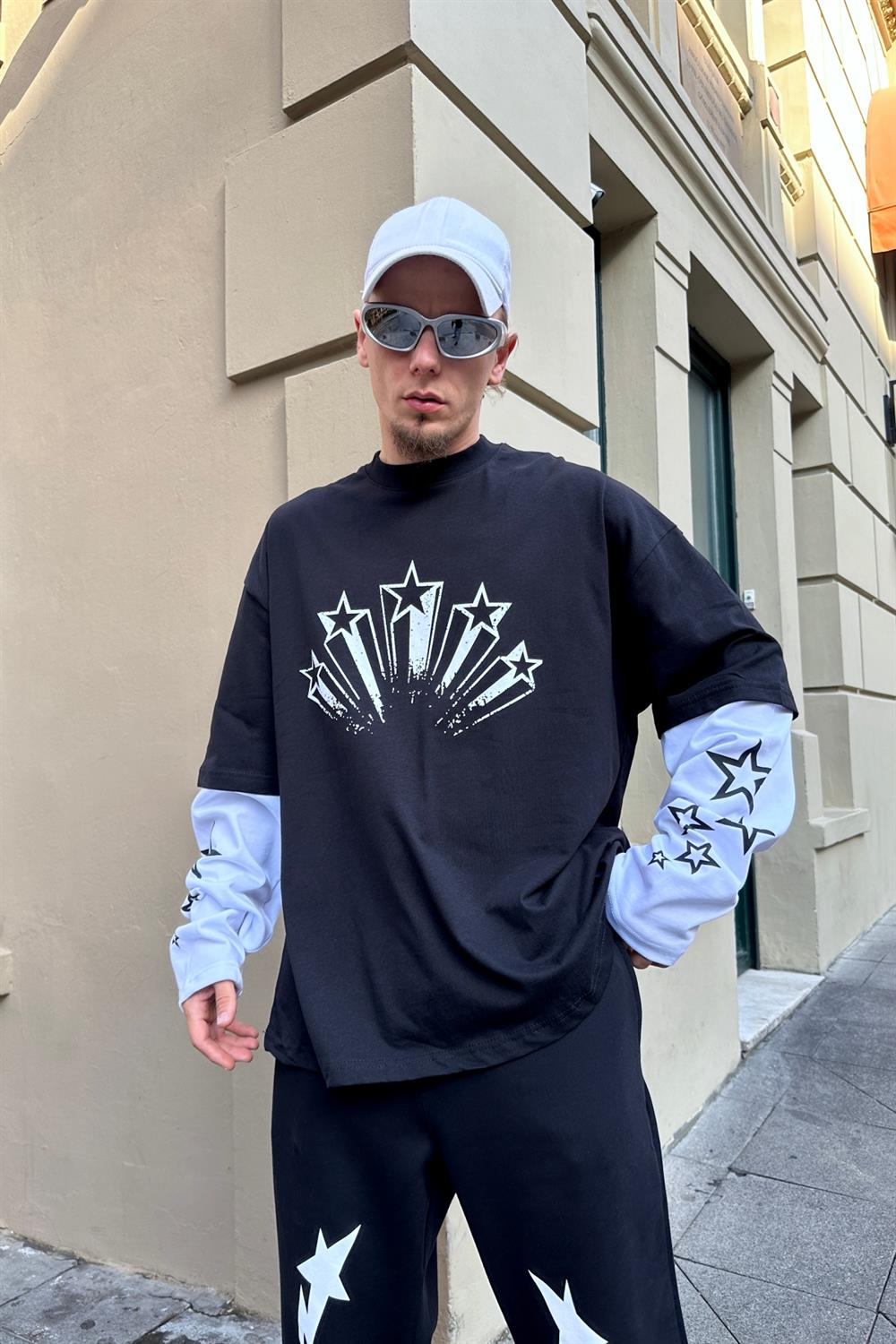 Stars Baskılı Sleeved Sweatshirt SW868