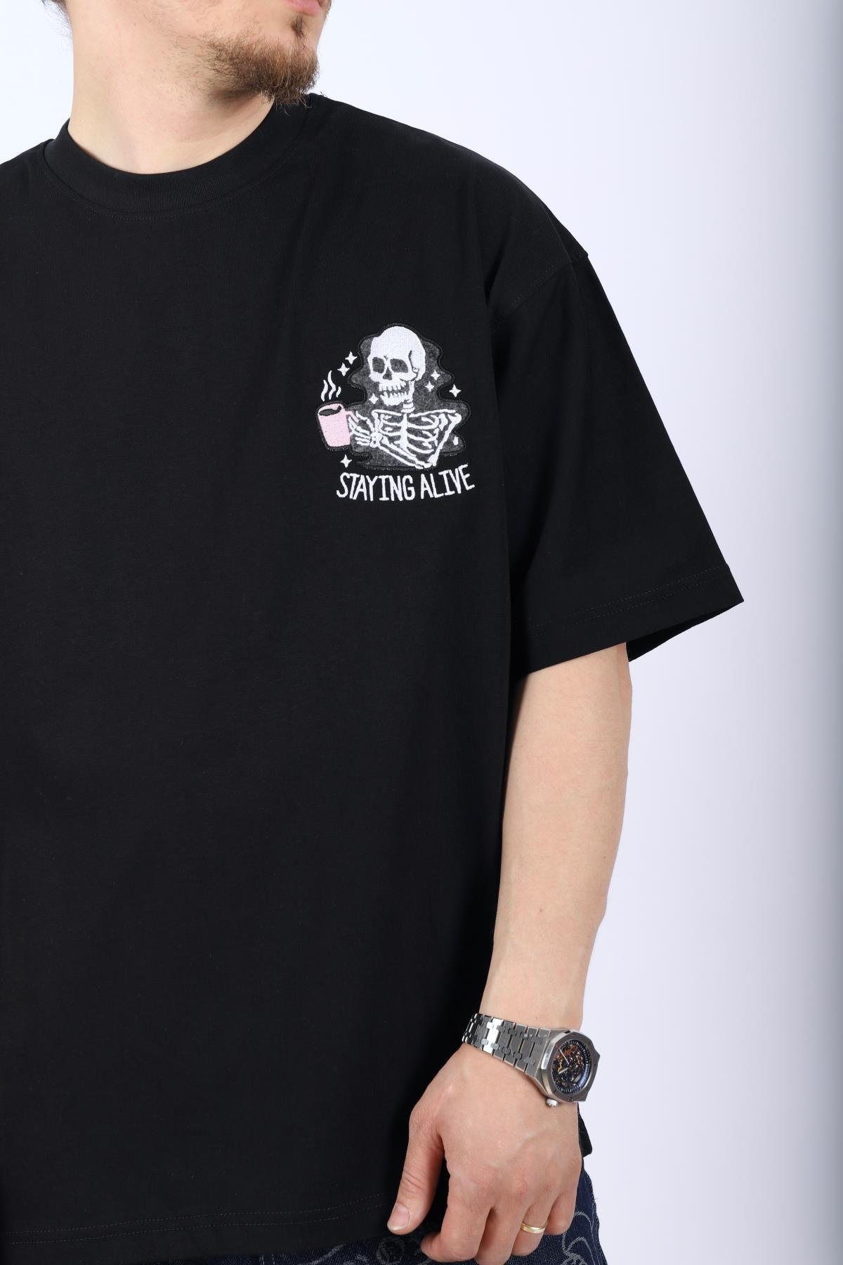 Stayin Alive Siyah Oversize Tshirt T1006
