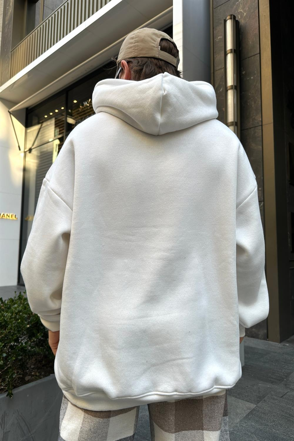 Stwd Nakışlı Krem Oversize Sweatshirt SW937