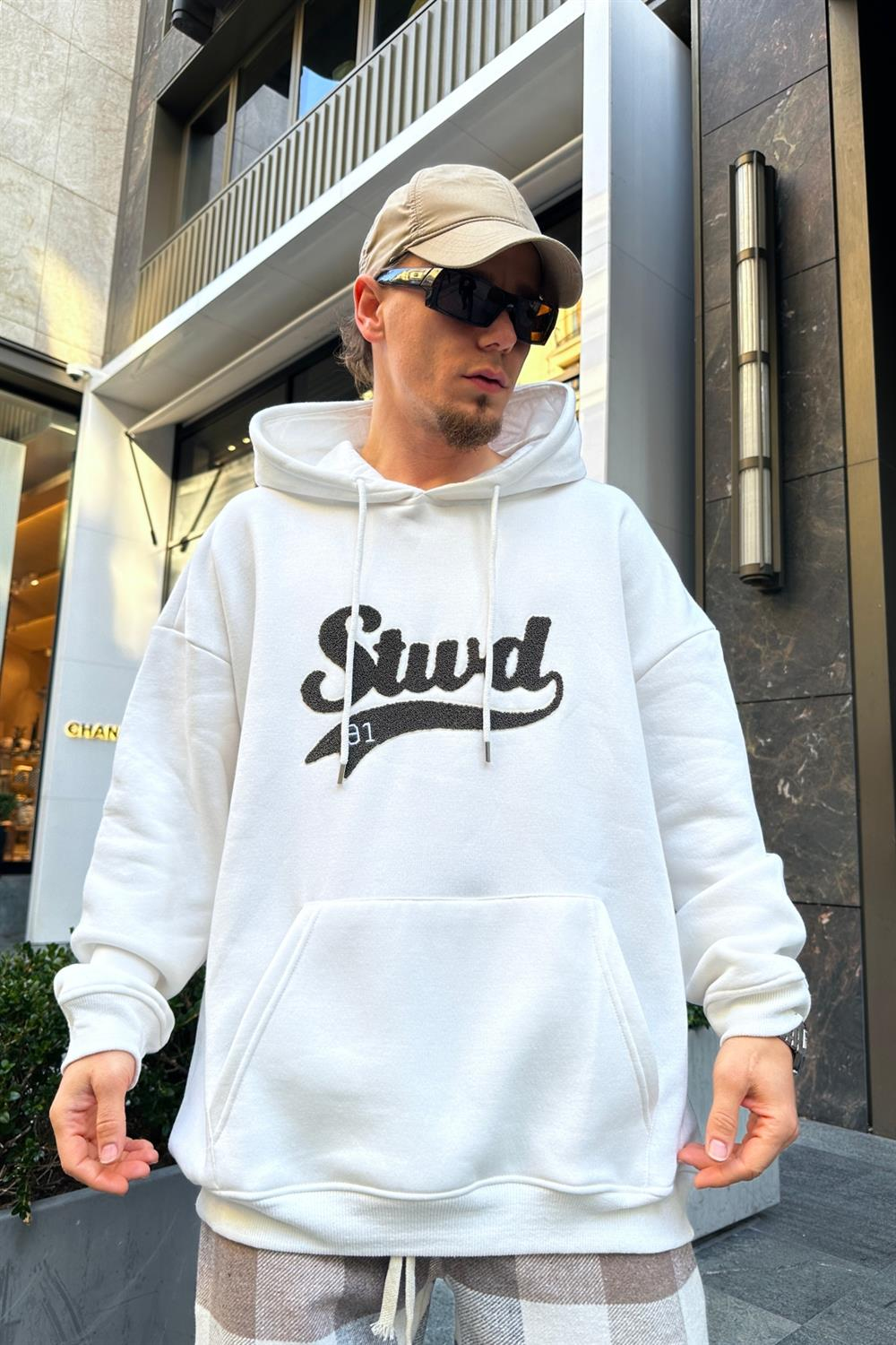 Stwd Nakışlı Krem Oversize Sweatshirt SW937