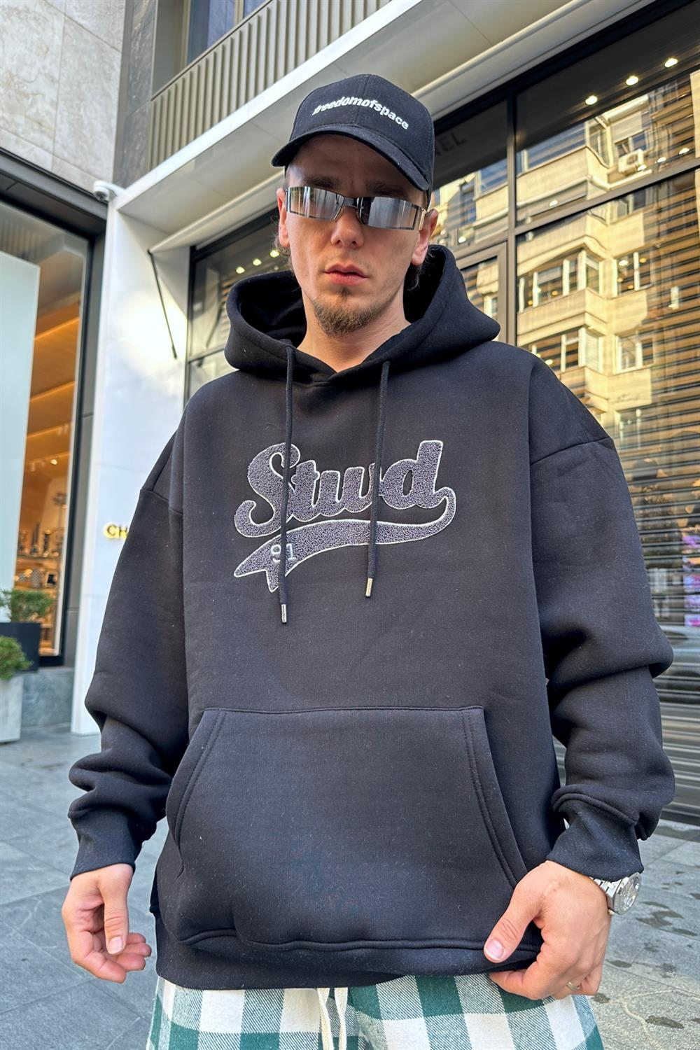 Stwd Nakışlı Siyah Oversize Sweatshirt SW936