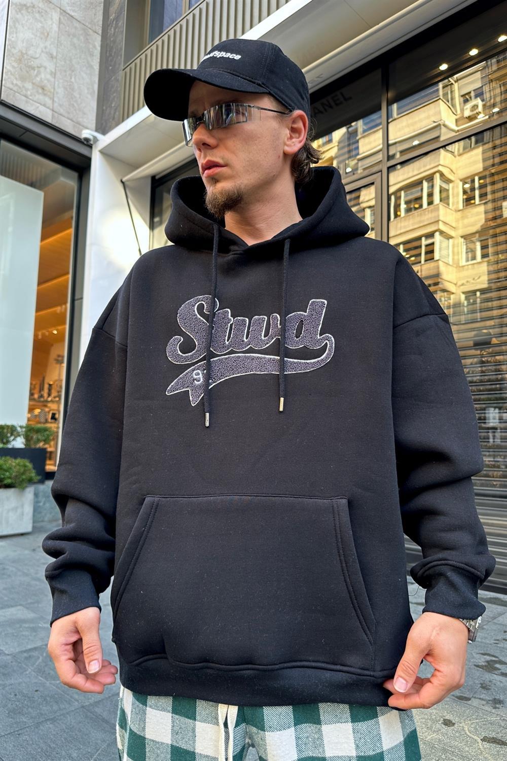 Stwd Nakışlı Siyah Oversize Sweatshirt SW936