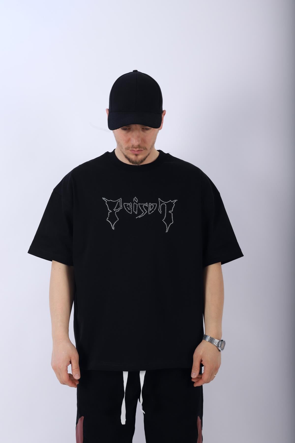 Taş Baskılı Poison Siyah Oversize Tshirt T960