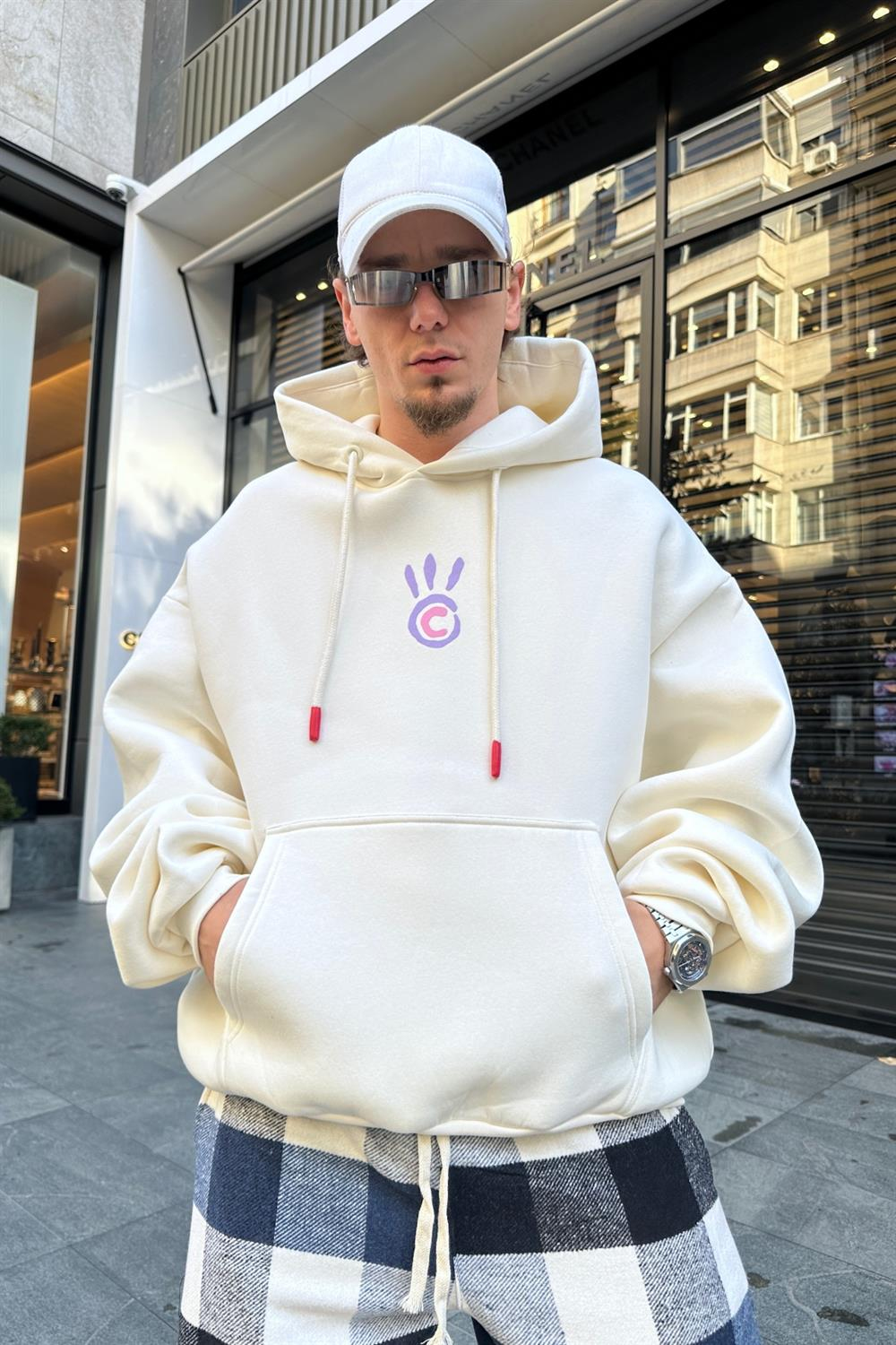 Tour Colour Baskılı Krem Oversize Sweatshirt SW933