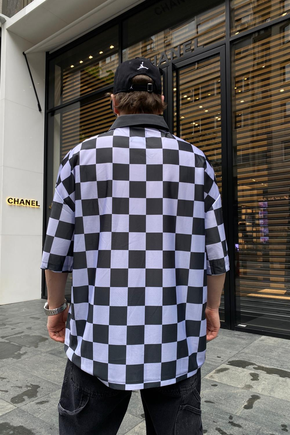 Tracks Baskılı Plaid Oversize Tshirt T675