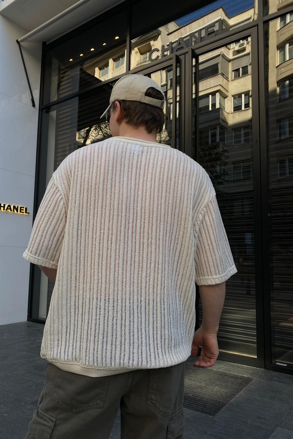 Transparent Krem Oversize Tshirt T637