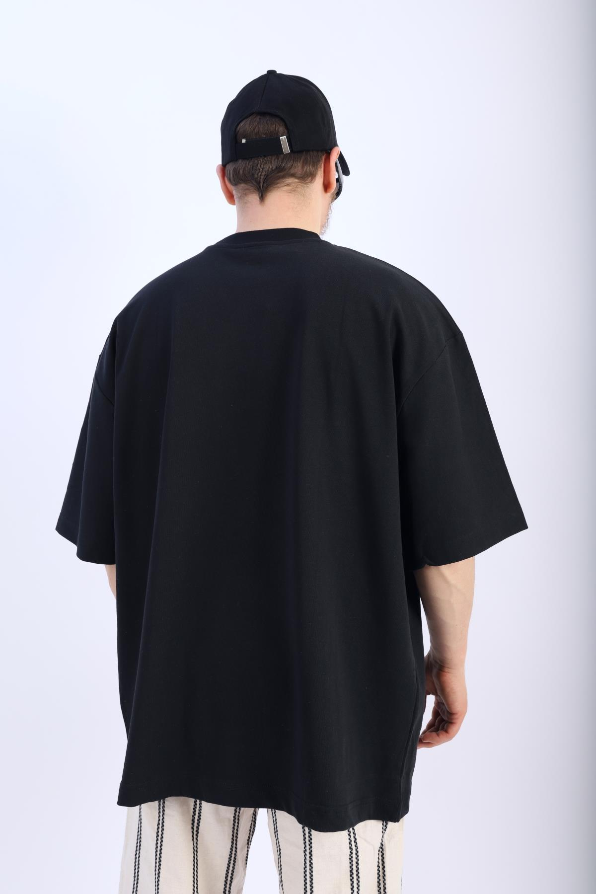 USC Baskılı Siyah Oversize Tshirt T895