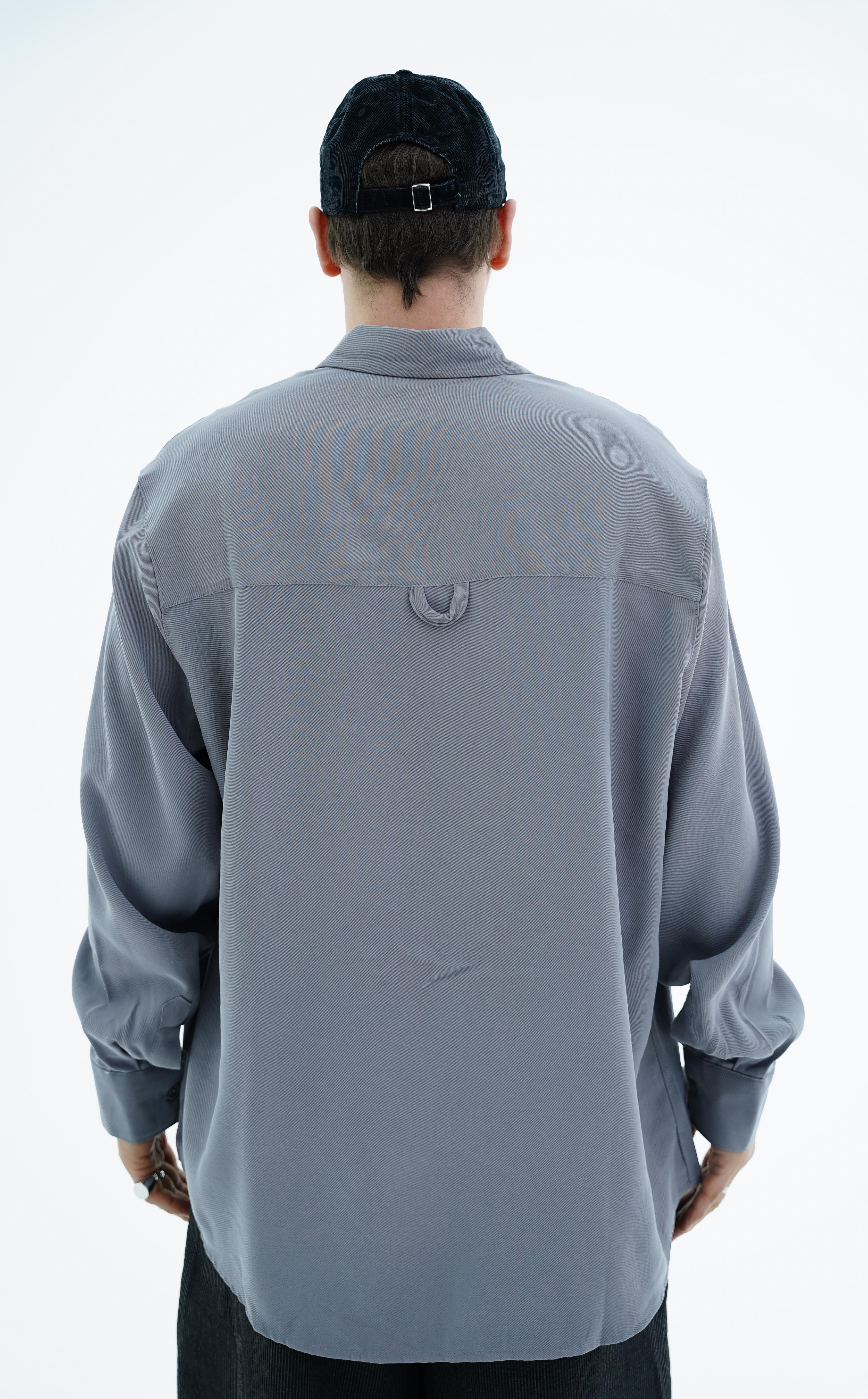 Uzun Kollu Yumuşak Dokulu Gri Oversize Gömlek JC01 26Y102