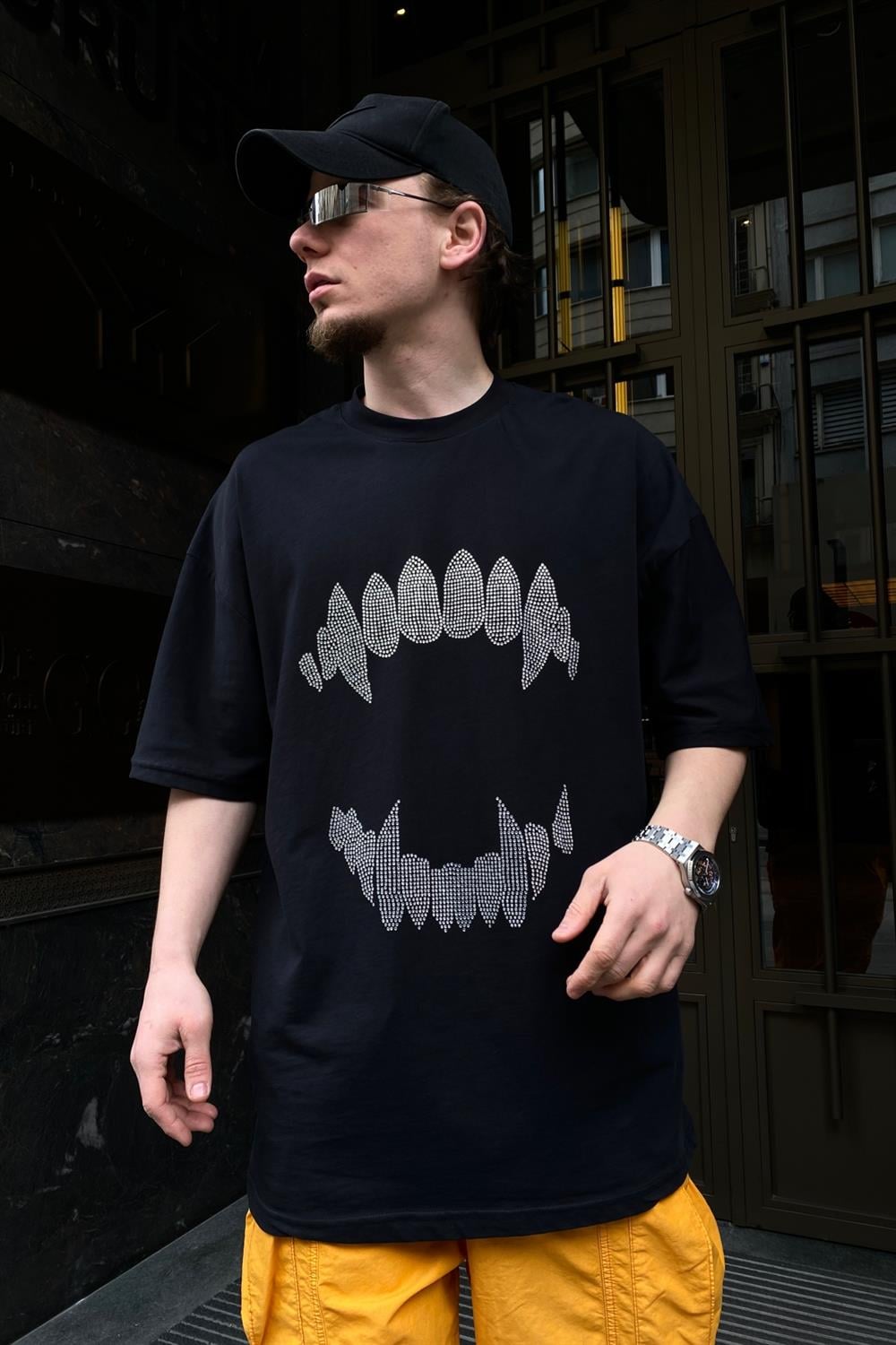 Vampir Diş Baskılı Oversize Tshirt T557