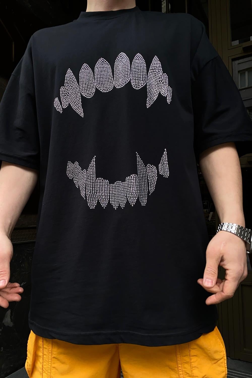 Vampir Diş Baskılı Oversize Tshirt T557