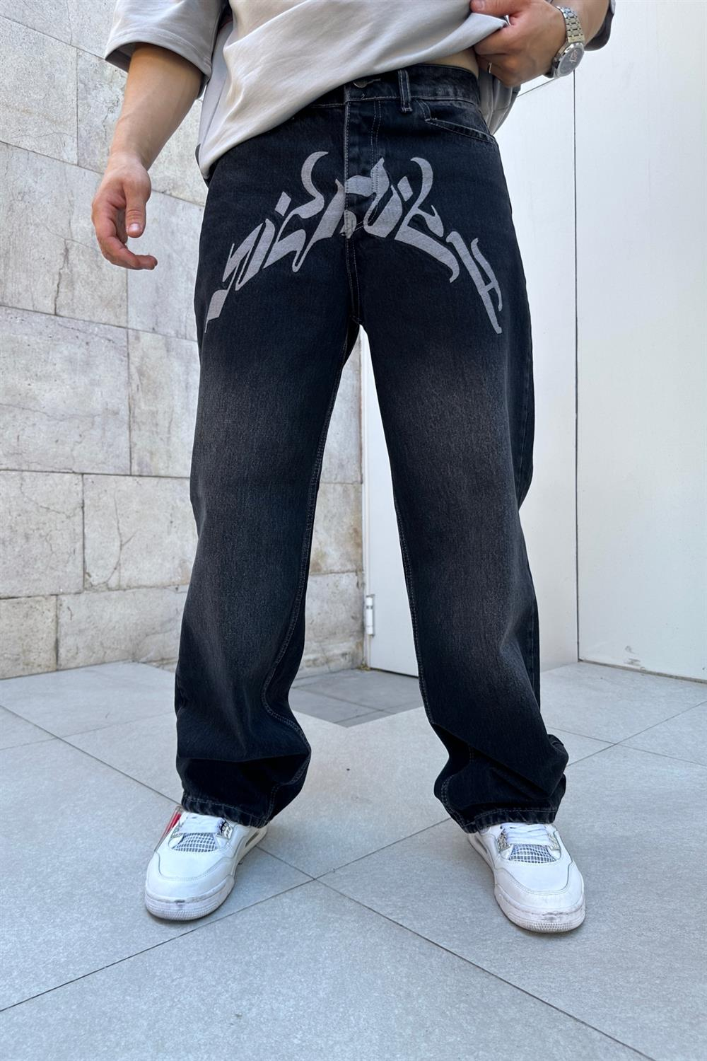 Vicinity Gri Nakışlı Füme Pantolon P724