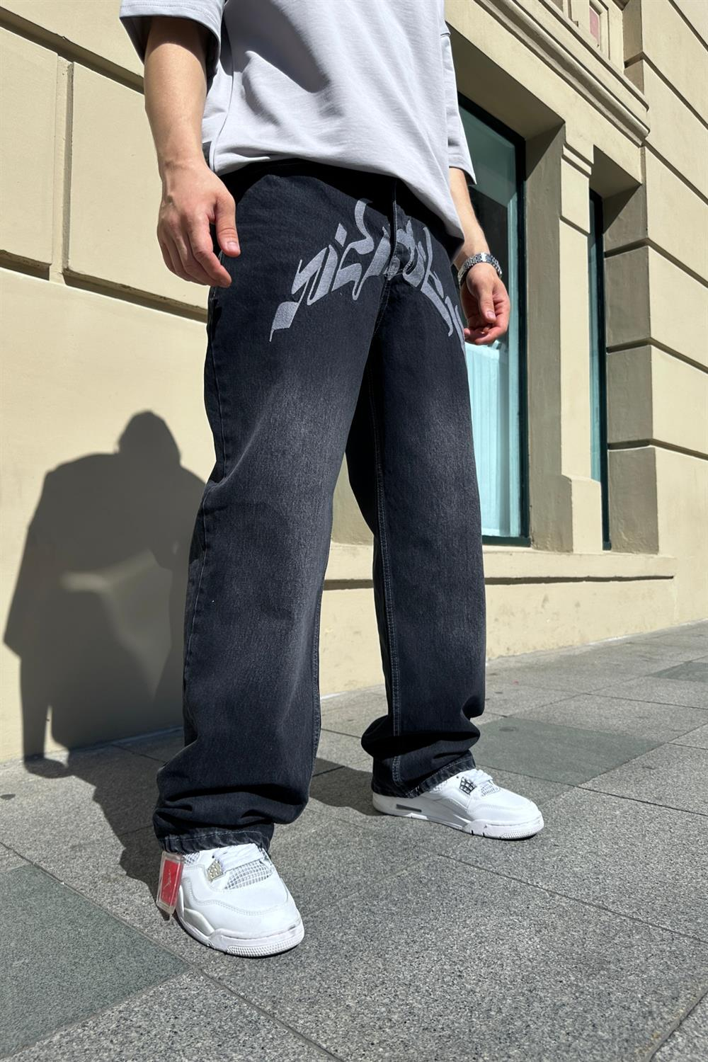 Vicinity Gri Nakışlı Füme Pantolon P724