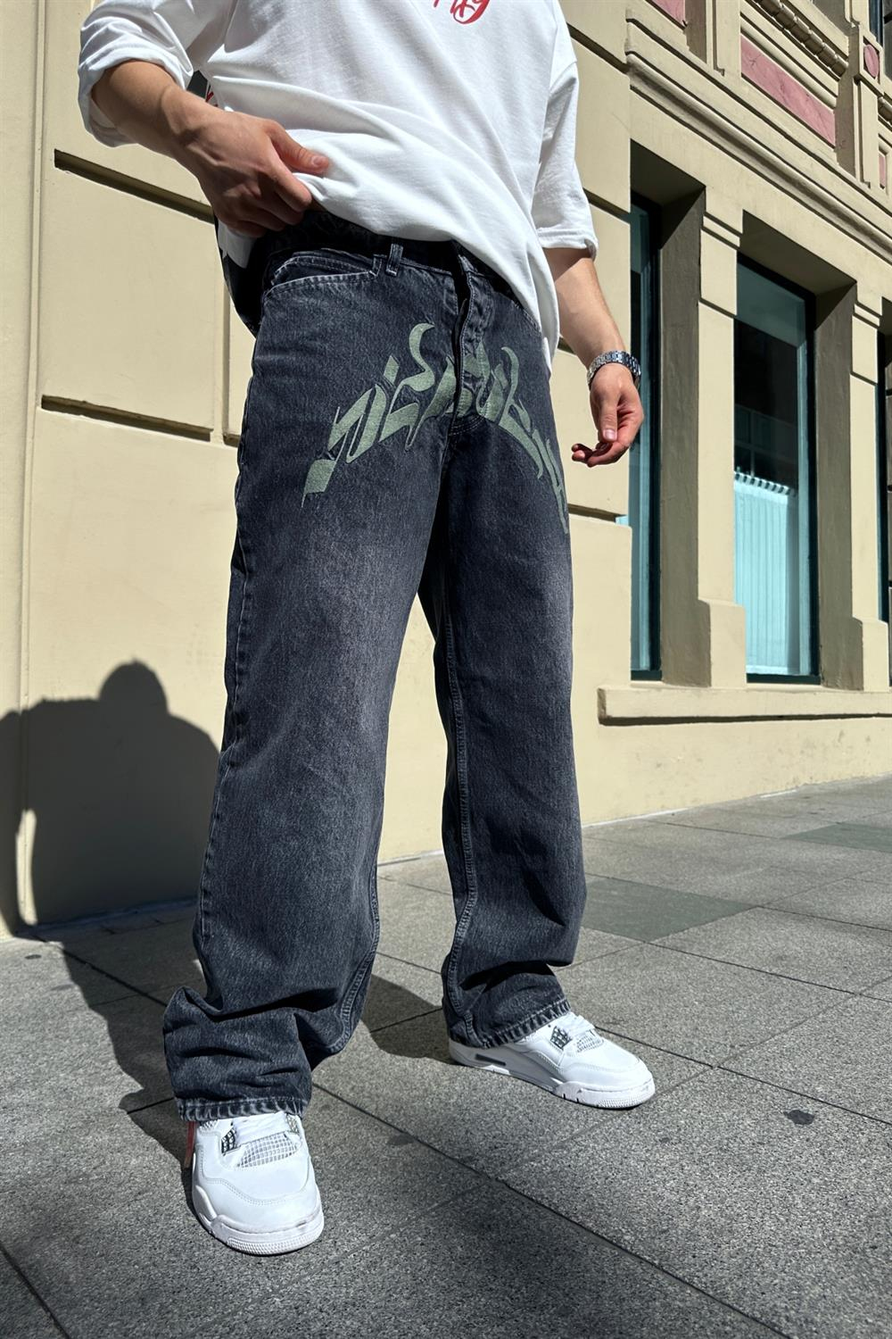Vicinity Yeşil Nakışlı Füme Pantolon P723