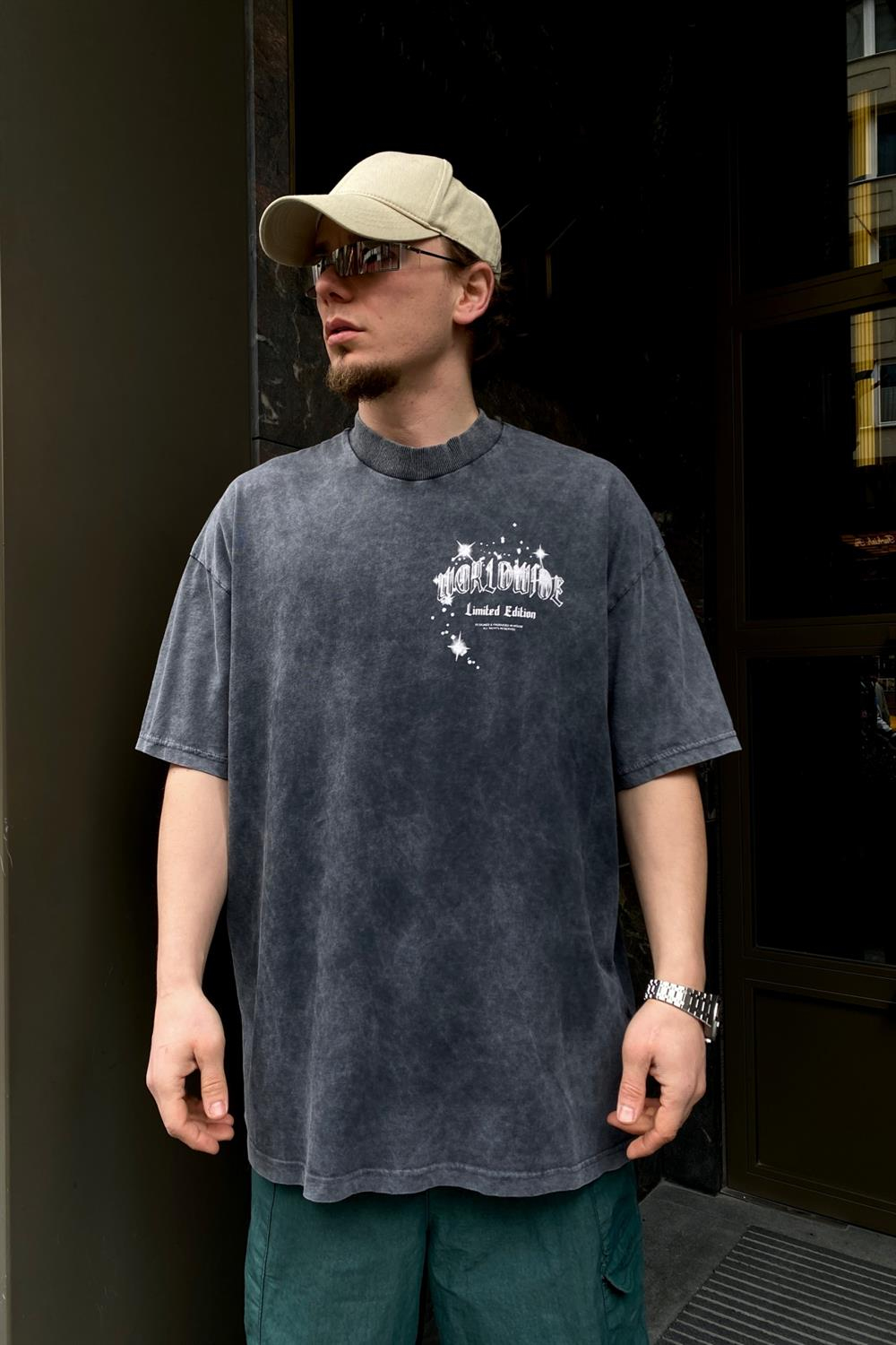 Worldwide Baskılı Oversize Tshirt T555