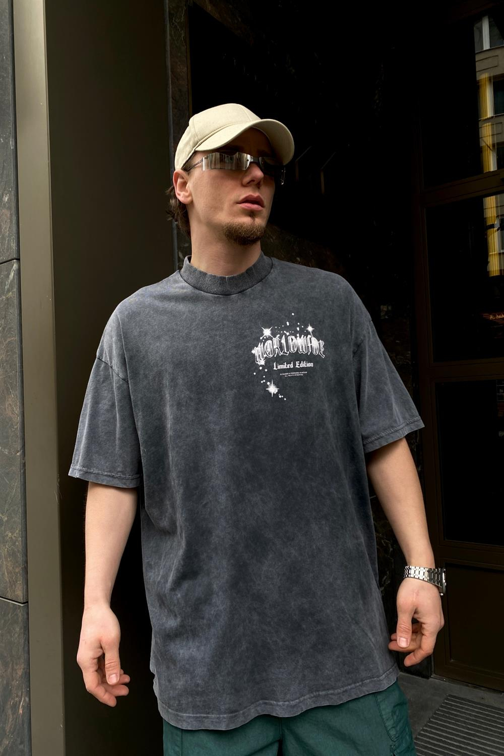 Worldwide Baskılı Oversize Tshirt T555