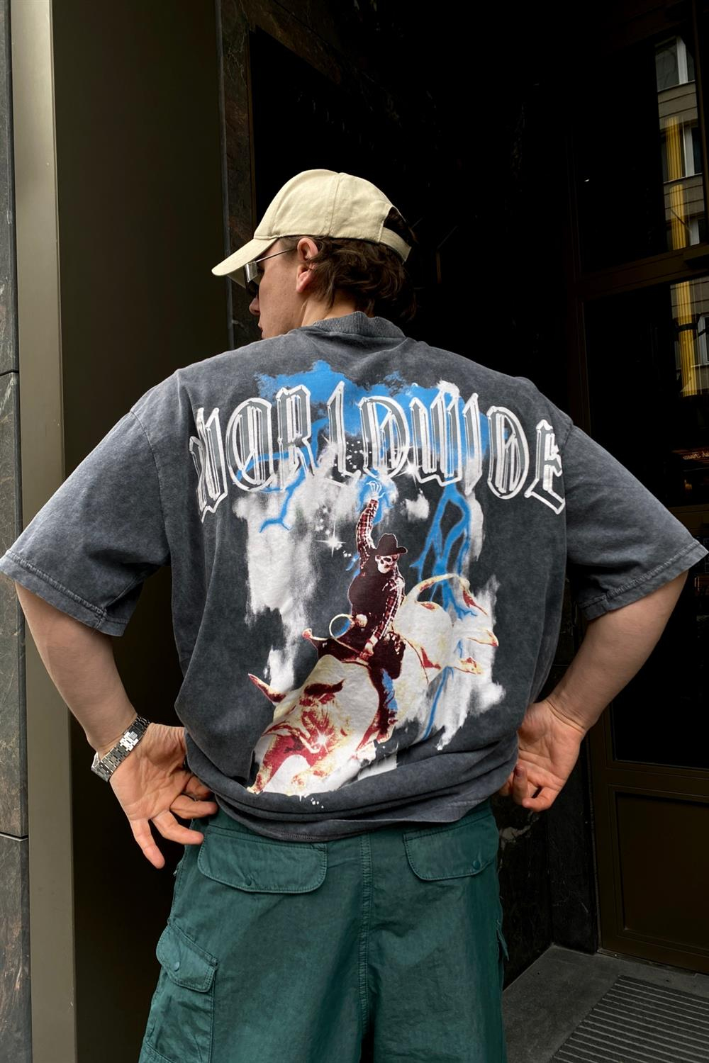 Worldwide Baskılı Oversize Tshirt T555