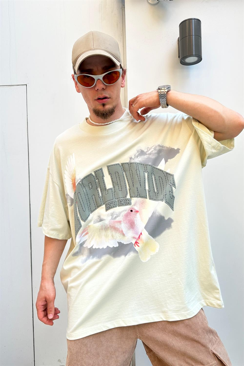 Worldwide Baskılı Oversize Tshirt T772