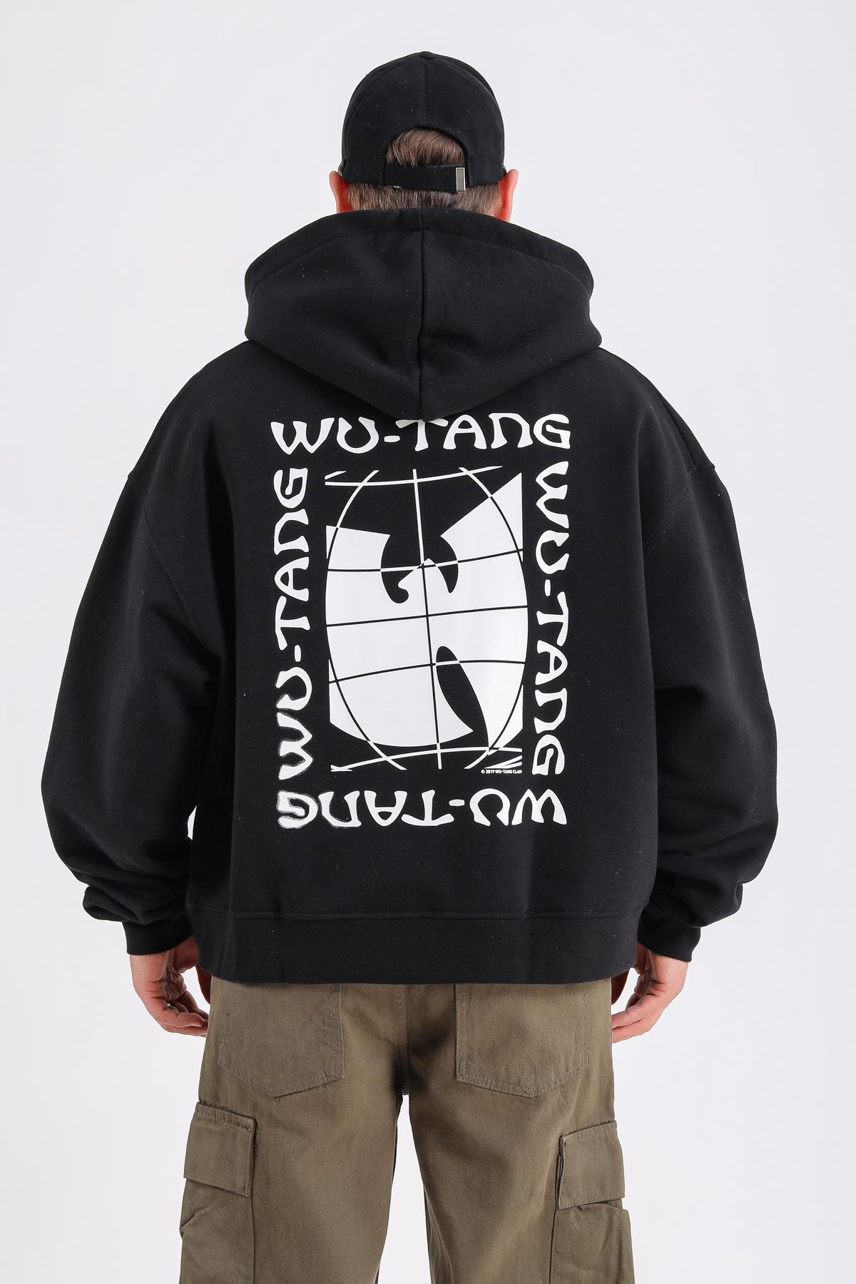 Wutang Baskılı Siyah Oversize Sweatshirt SW1194