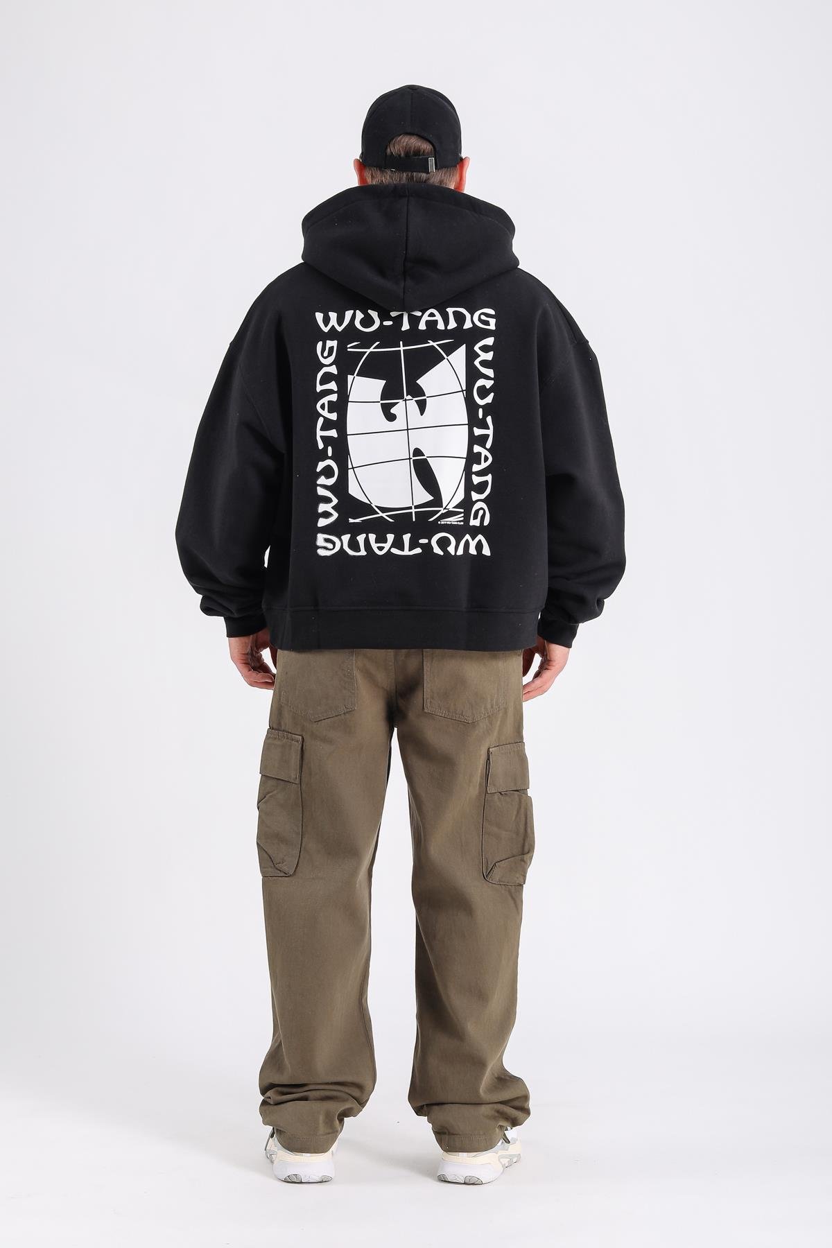 Wutang Baskılı Siyah Oversize Sweatshirt SW1194
