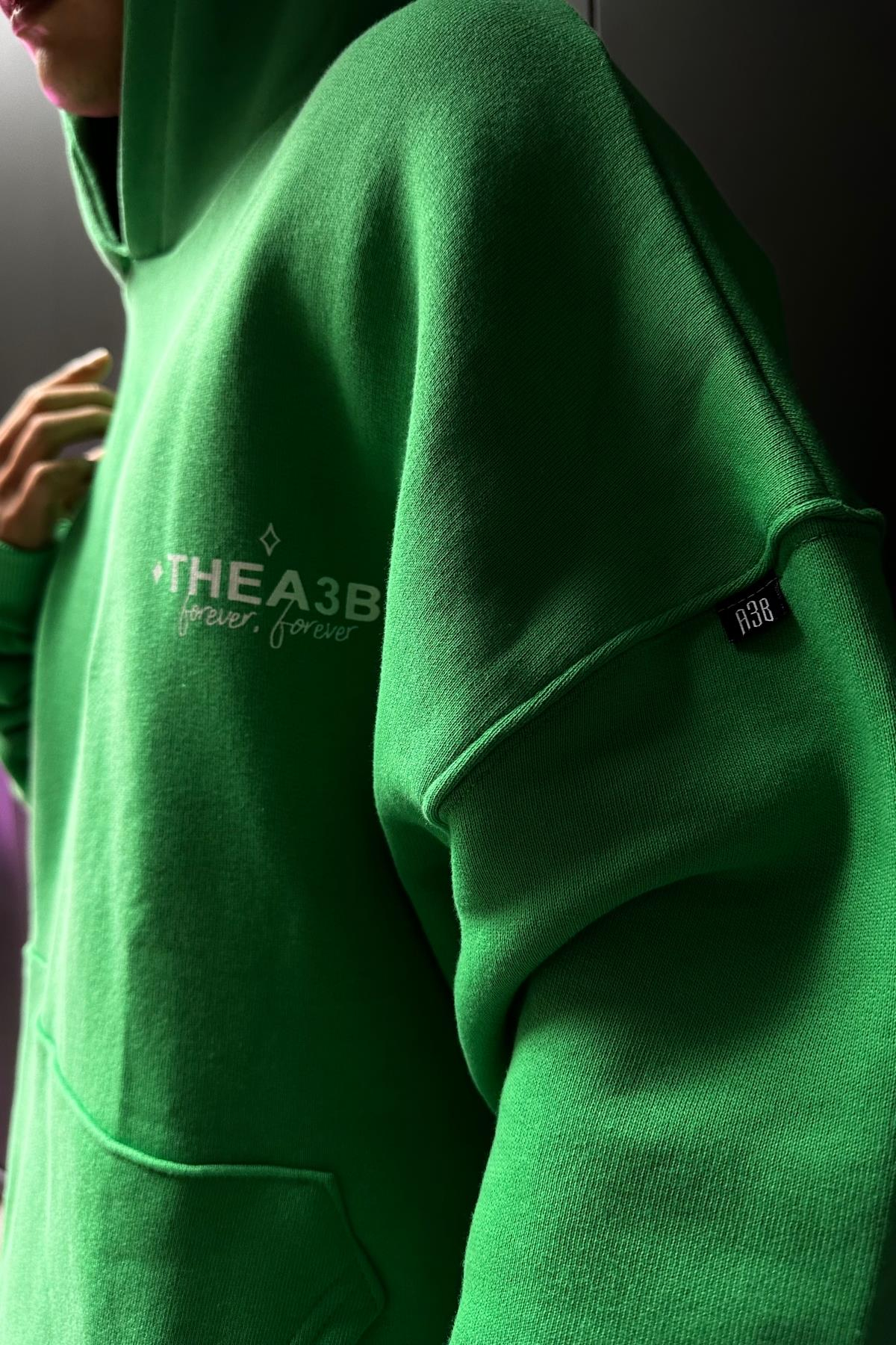 Yeşil A3B Baskılı Oversize Sweatshirt SW1034