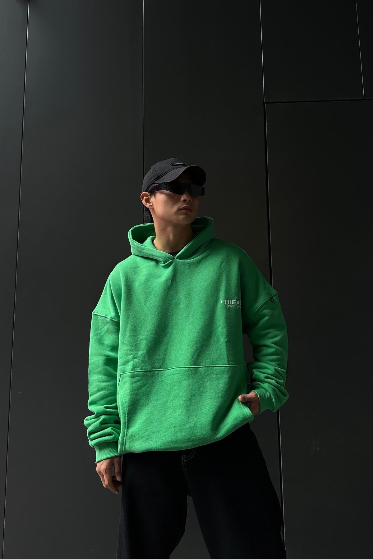 Yeşil A3B Baskılı Oversize Sweatshirt SW1034