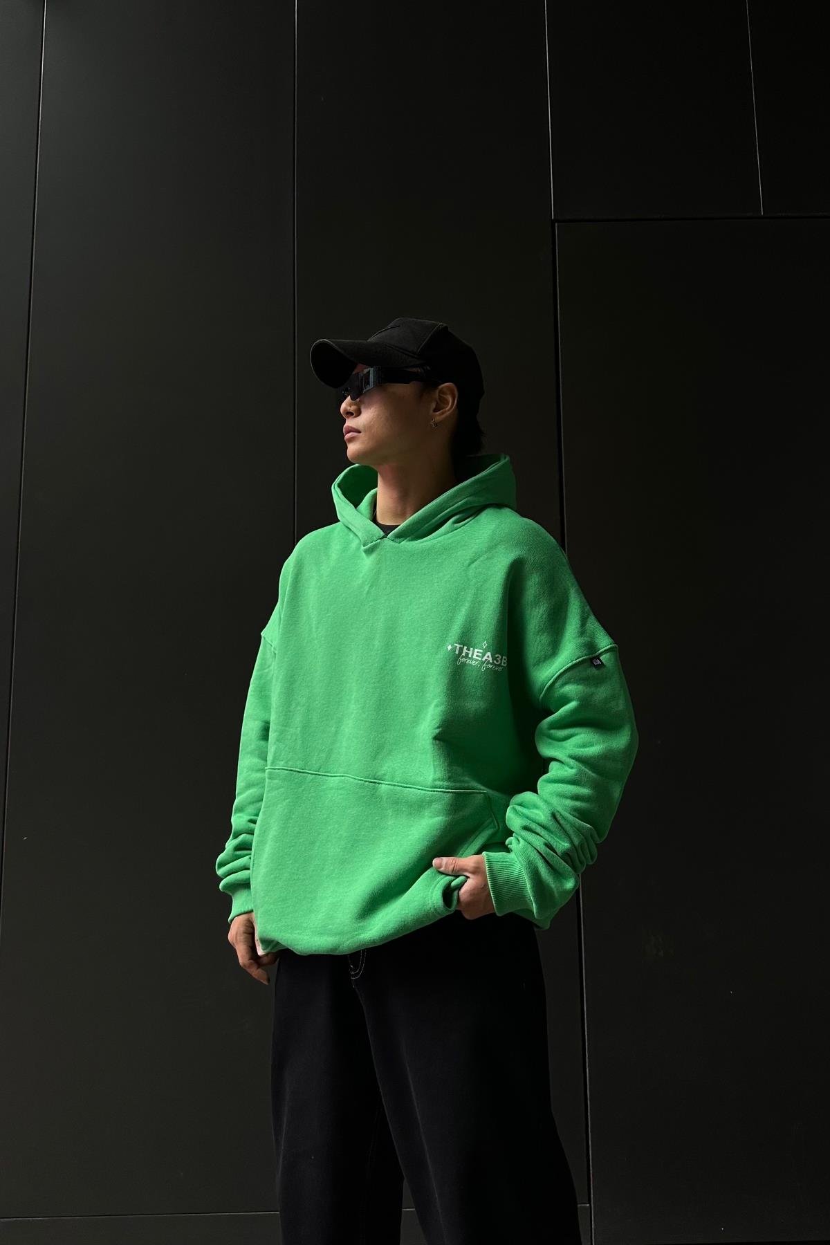 Yeşil A3B Baskılı Oversize Sweatshirt SW1034