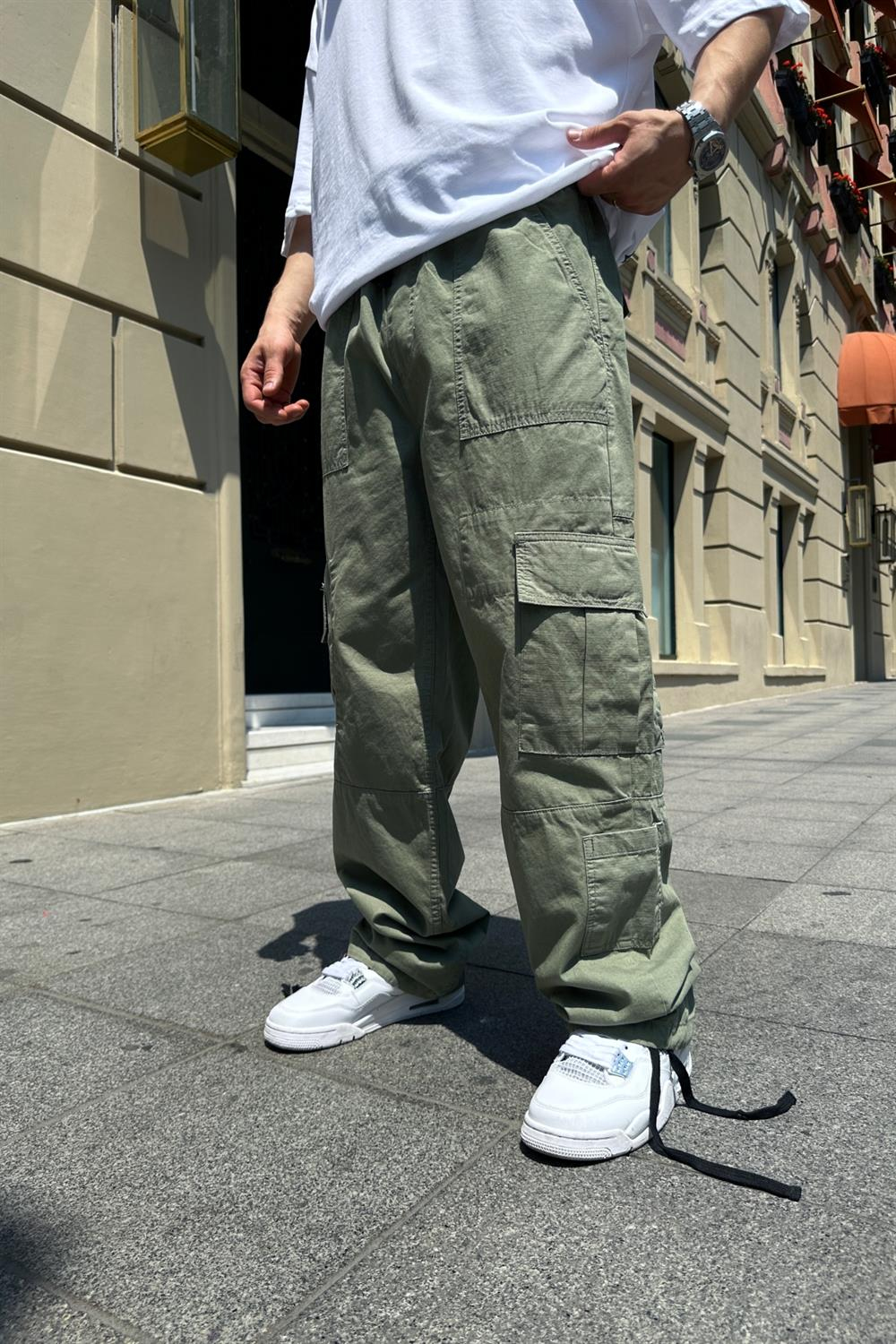 Yeşil Cep Detay Gabardin Pantolon P692
