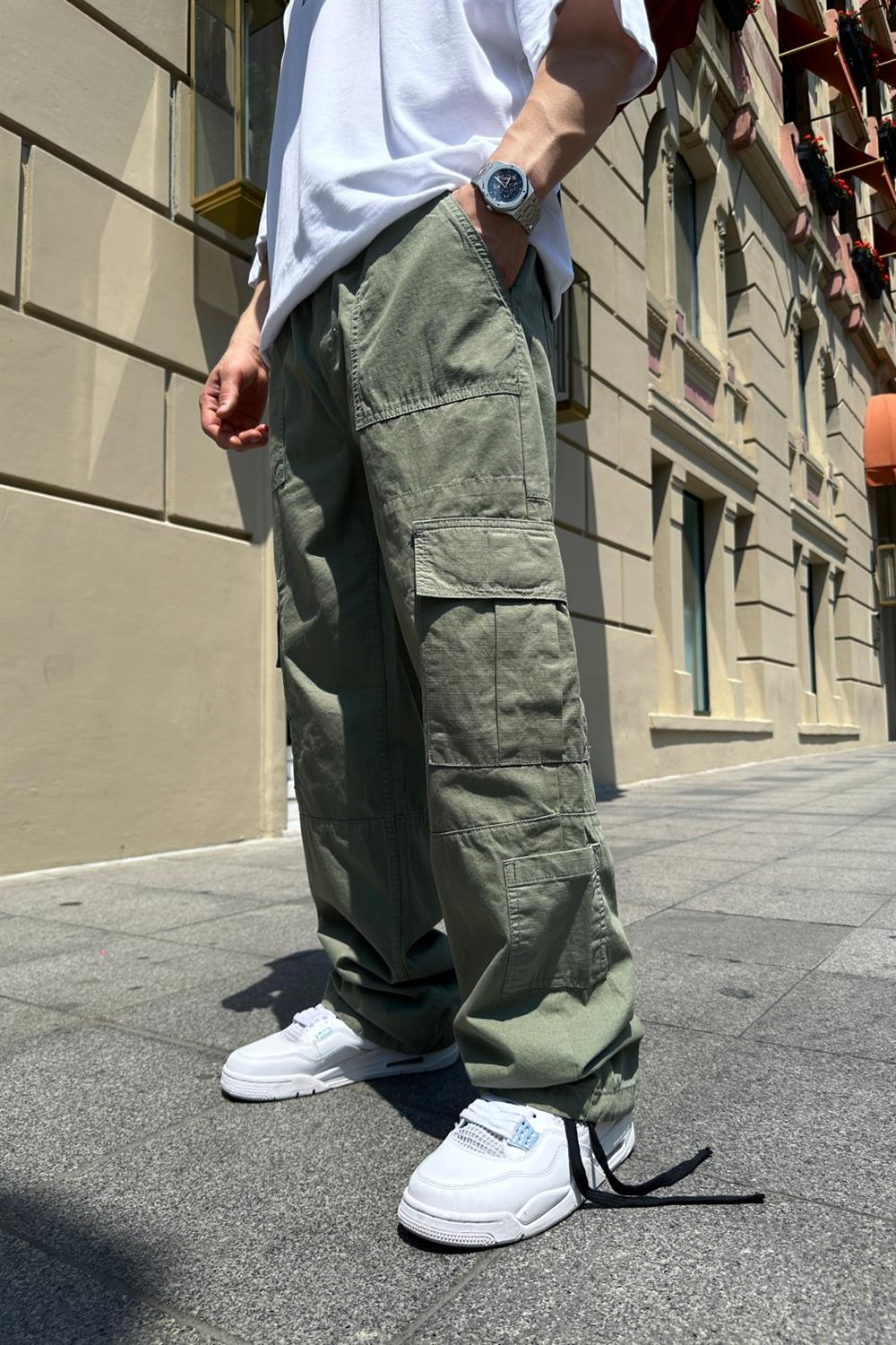 Yeşil Cep Detay Gabardin Pantolon P692