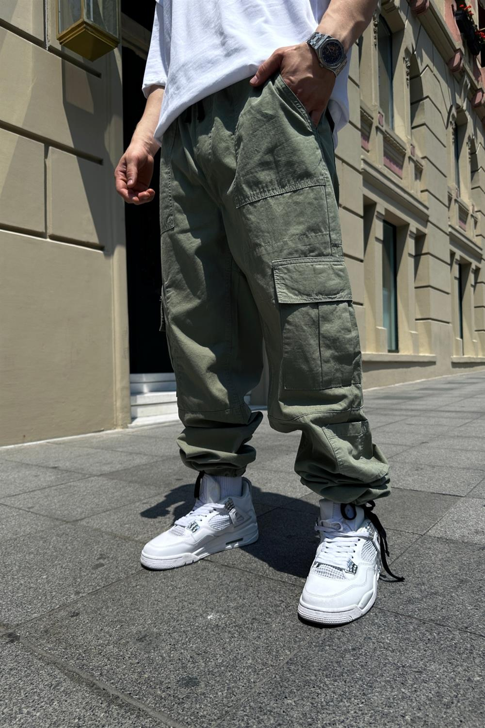 Yeşil Cep Detay Gabardin Pantolon P692