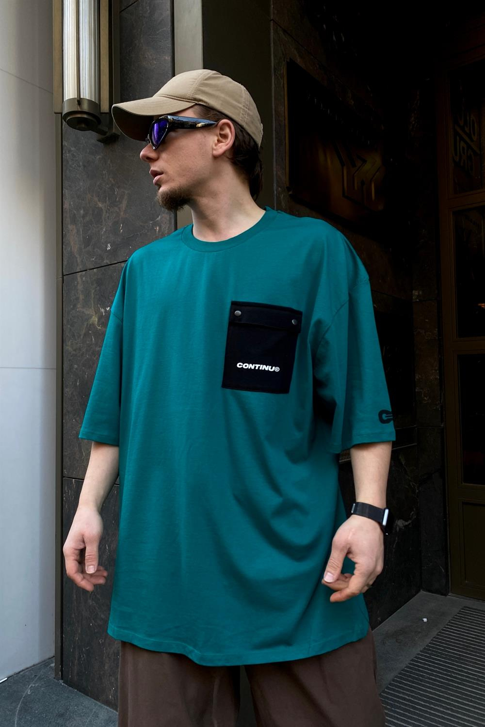 Yeşil Cep Detay Oversize Tshirt T521