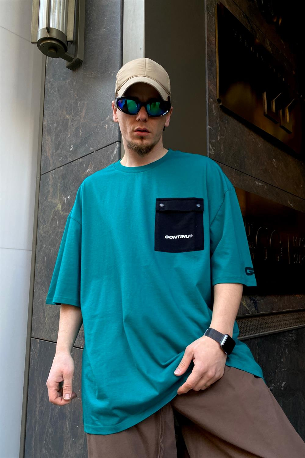 Yeşil Cep Detay Oversize Tshirt T521