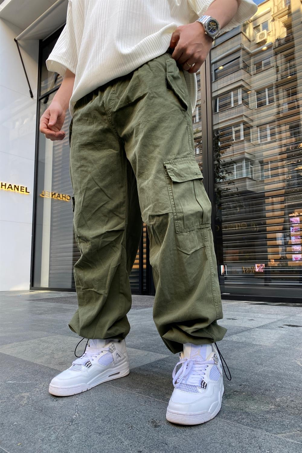Yeşil Düşük Bel Fundayz Kargo Pantolon P628