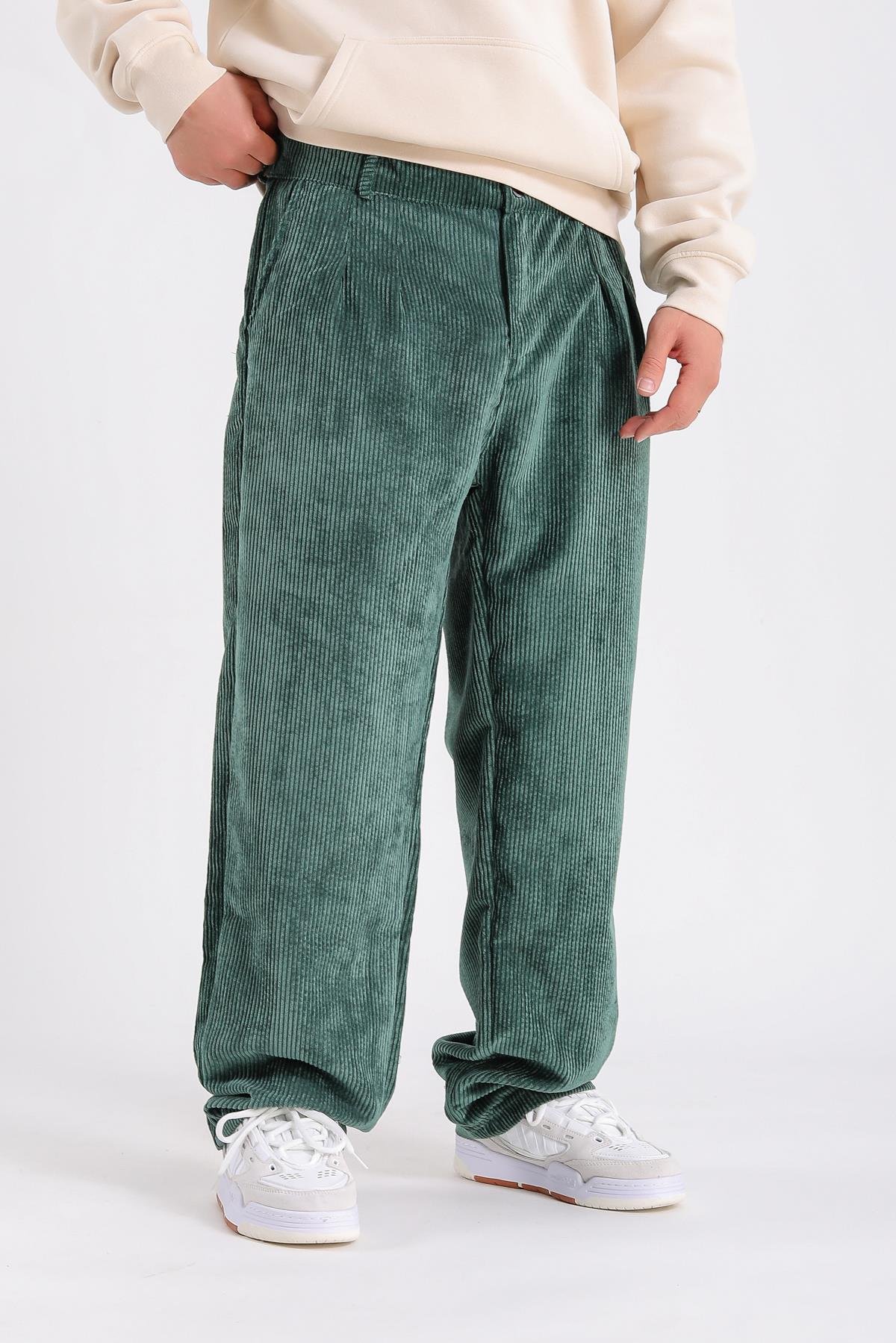 Yeşil Kadife Baggy Pantolon P1032