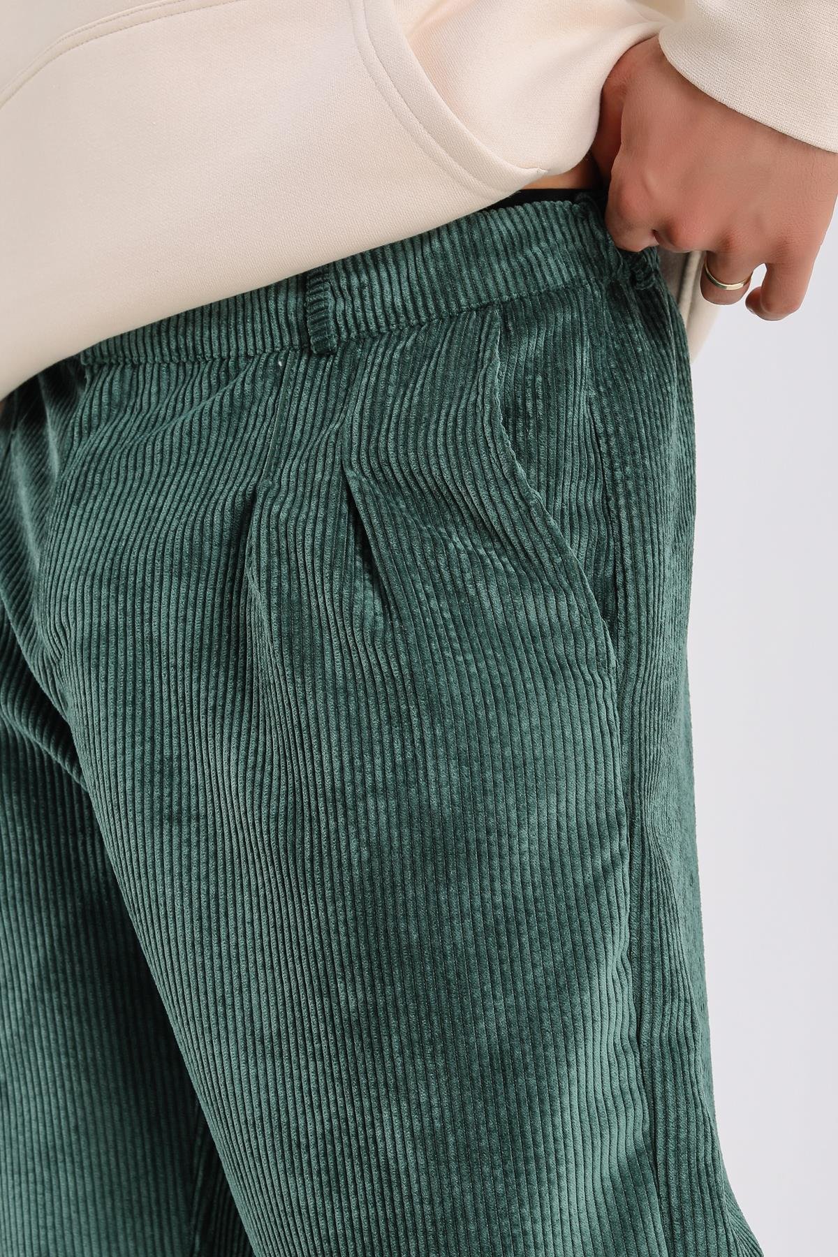 Yeşil Kadife Baggy Pantolon P1032