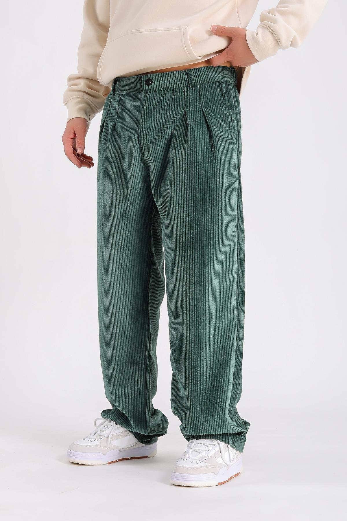 Yeşil Kadife Baggy Pantolon P1032