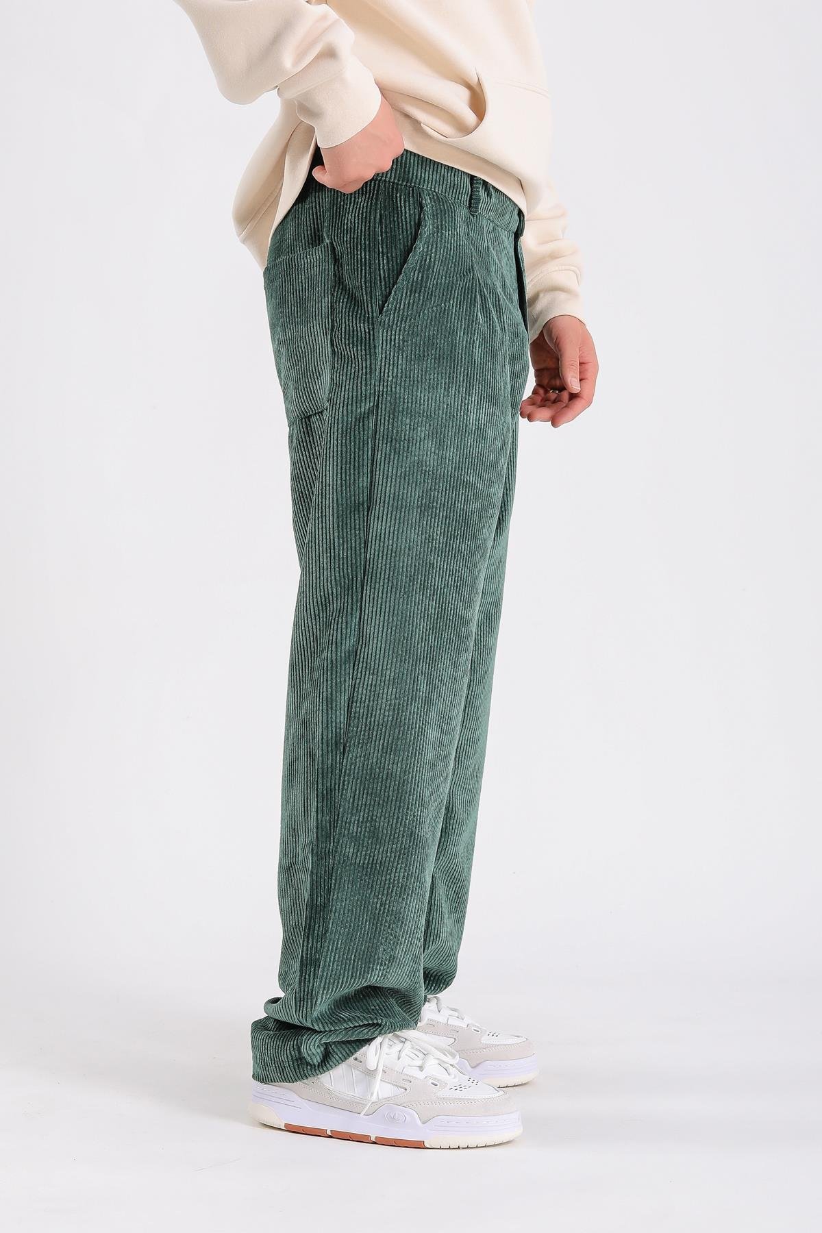 Yeşil Kadife Baggy Pantolon P1032