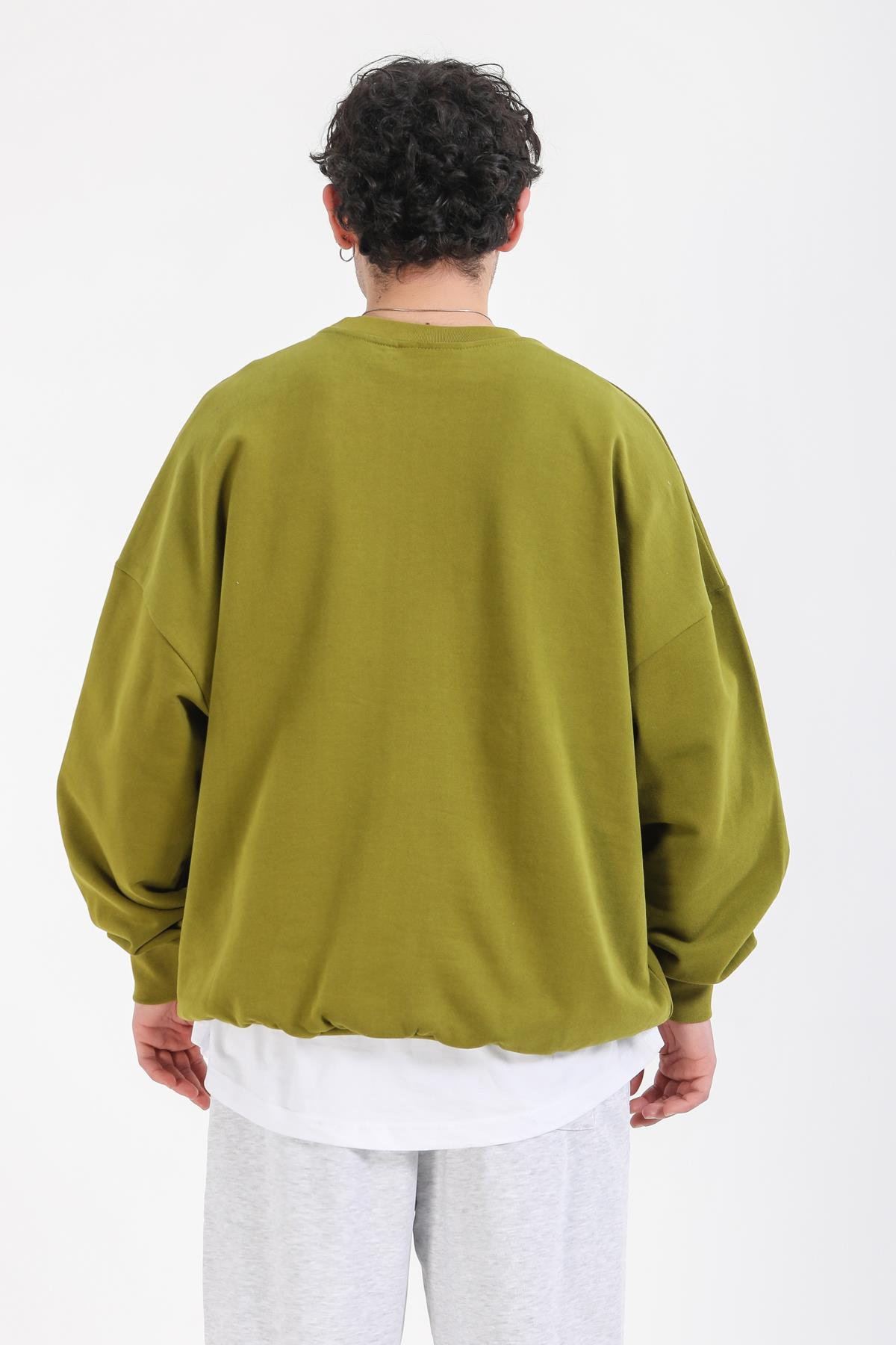 Yeşil Patch Detay Oversize Sweatshirt