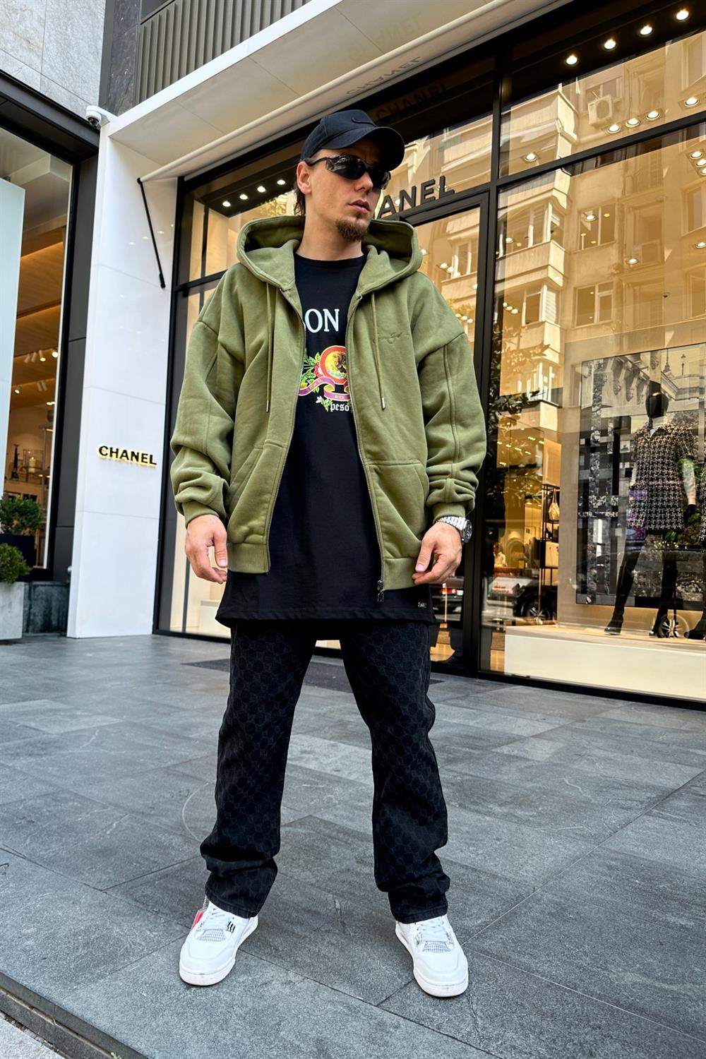 Yeşil SJ Oversize Zipper Sweatshirt SW876