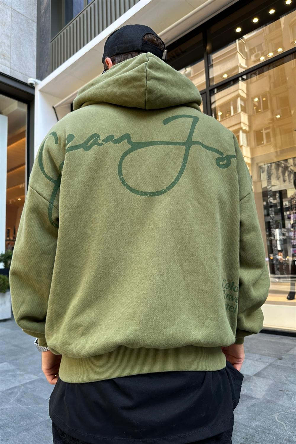 Yeşil SJ Oversize Zipper Sweatshirt SW876