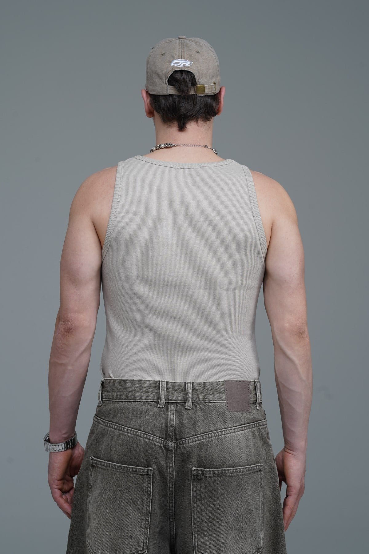 Yıkama Efektli Açık Kahve Baggy Jean