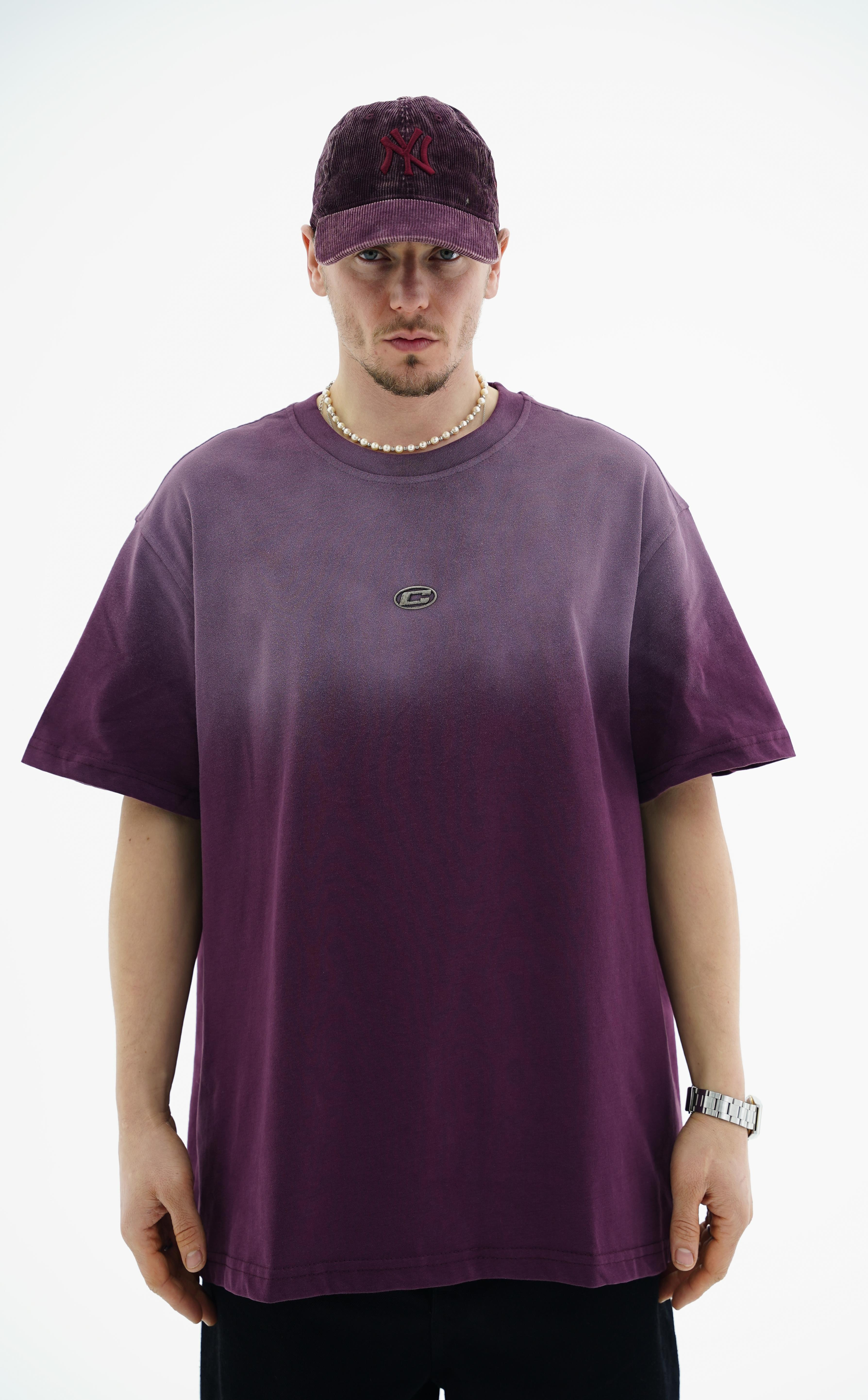 Yıkama Efektli Bordo Oversize Tshirt CT01 25CY074