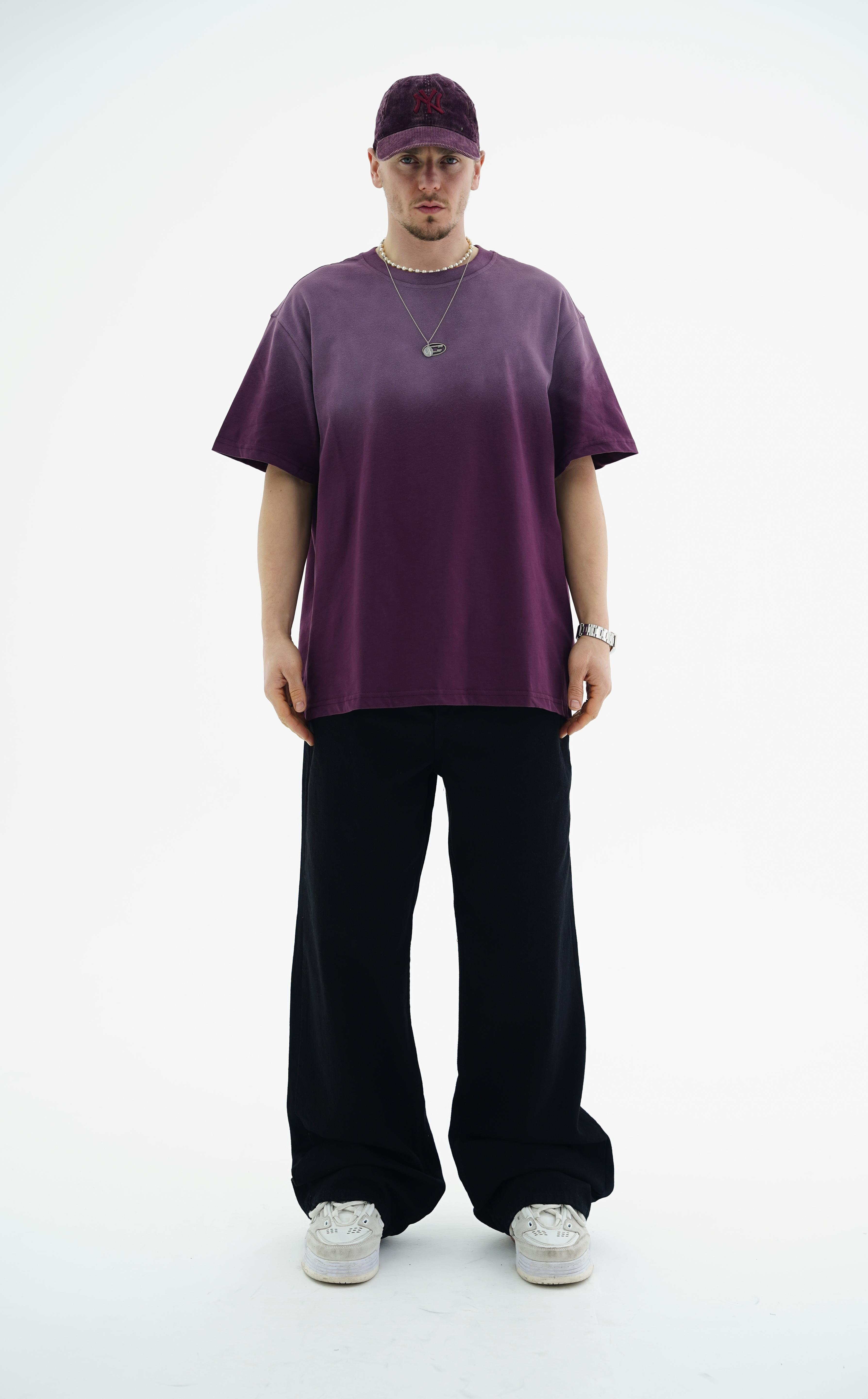 Yıkama Efektli Bordo Oversize Tshirt CT01 25CY074