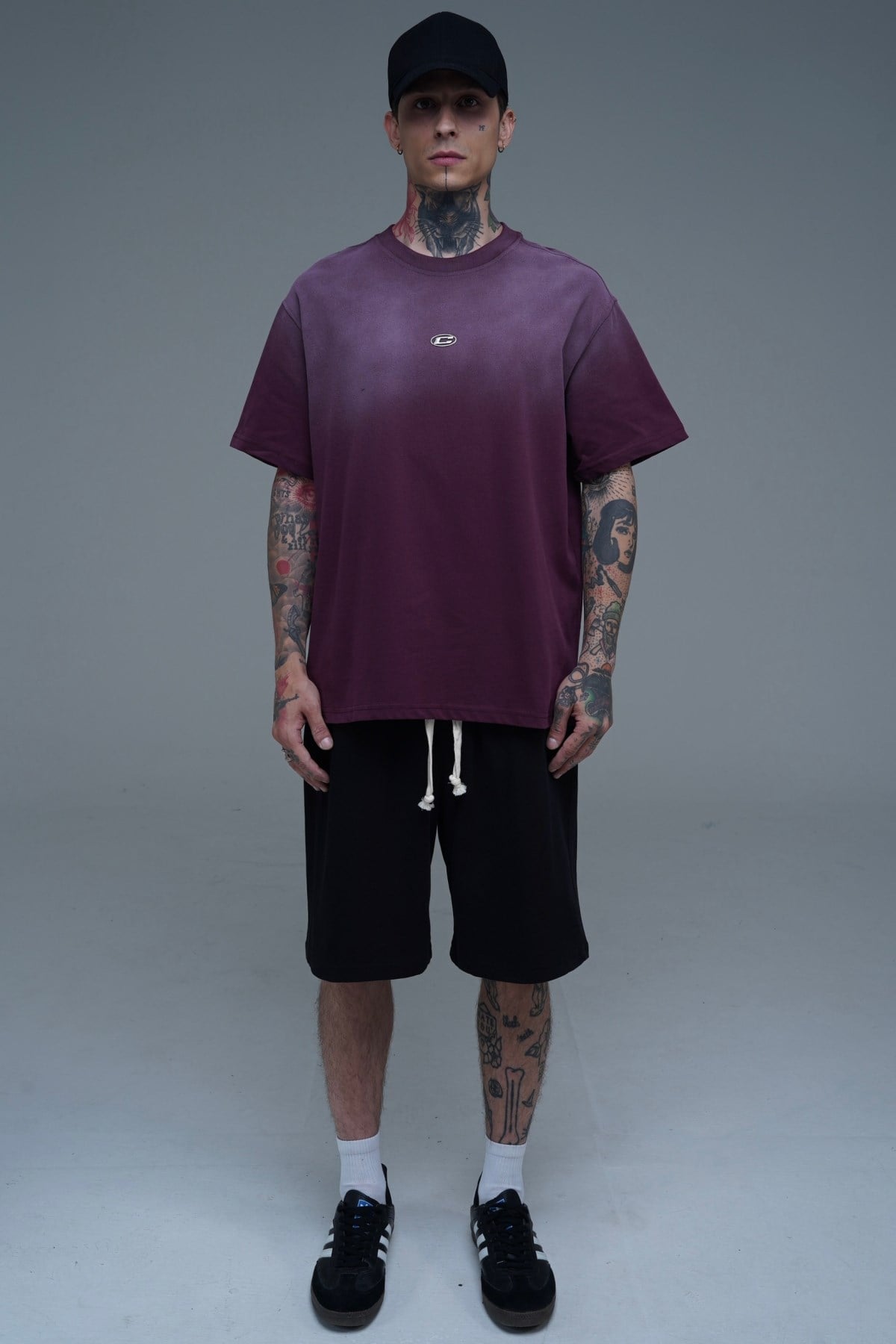 Yıkama Efektli Bordo Oversize Tshirt CT01 25CY074