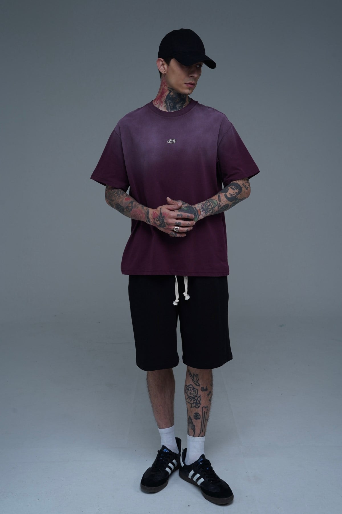 Yıkama Efektli Bordo Oversize Tshirt CT01 25CY074