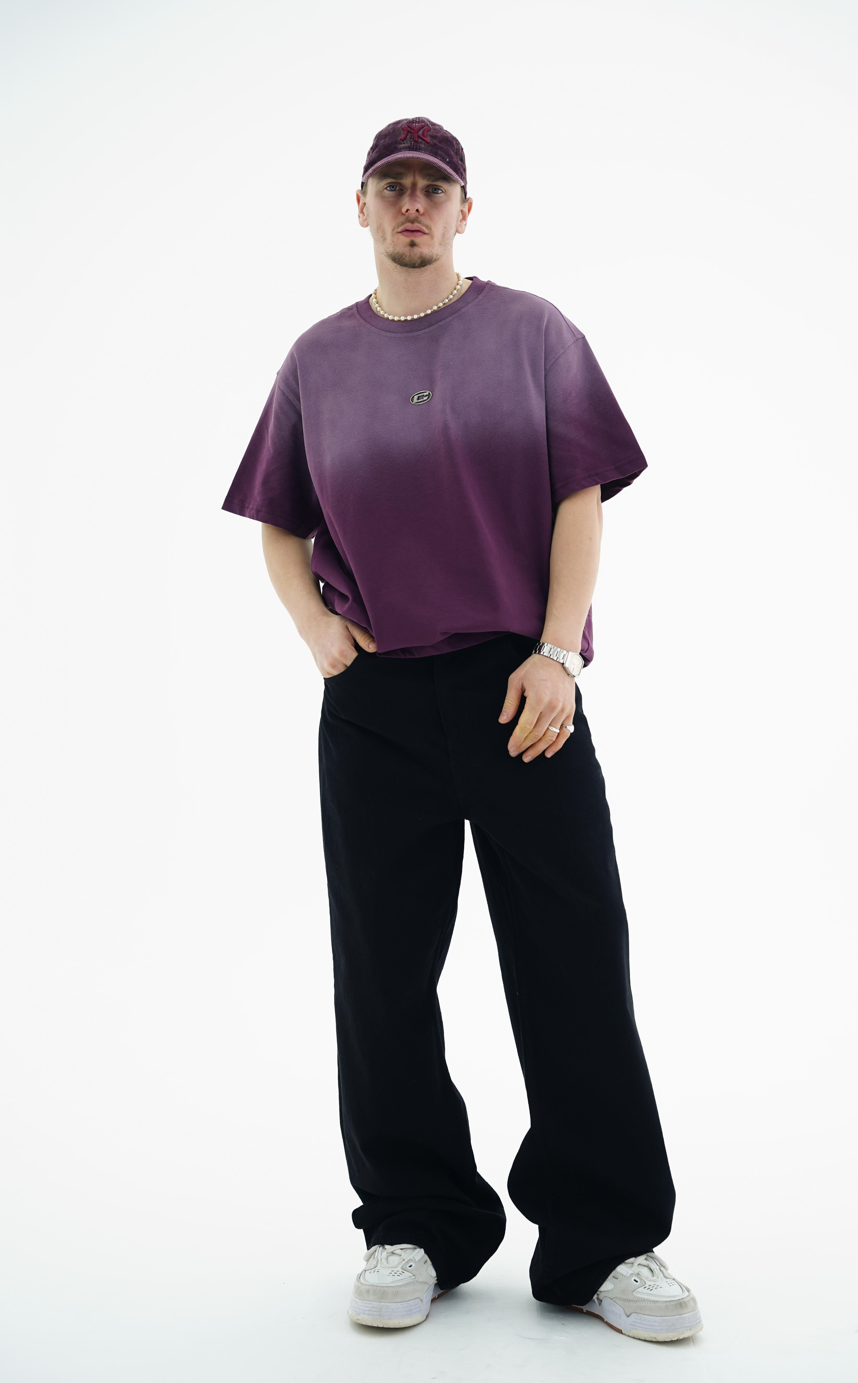Yıkama Efektli Bordo Oversize Tshirt CT01 25CY074