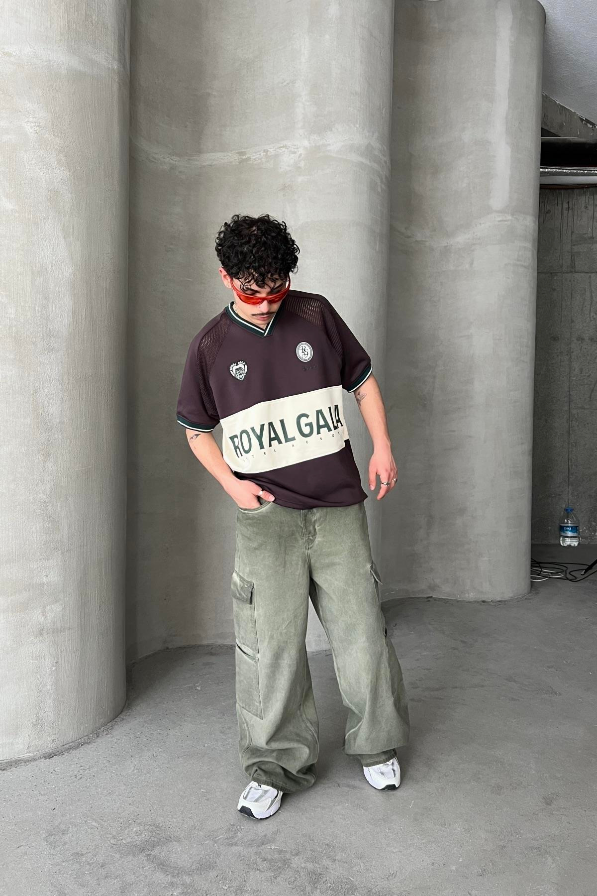 Yıkama Efektli Haki Cep Detay Baggy Jean Pantolon