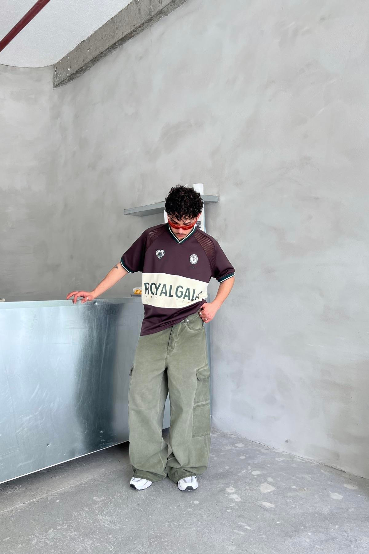 Yıkama Efektli Haki Cep Detay Baggy Jean Pantolon