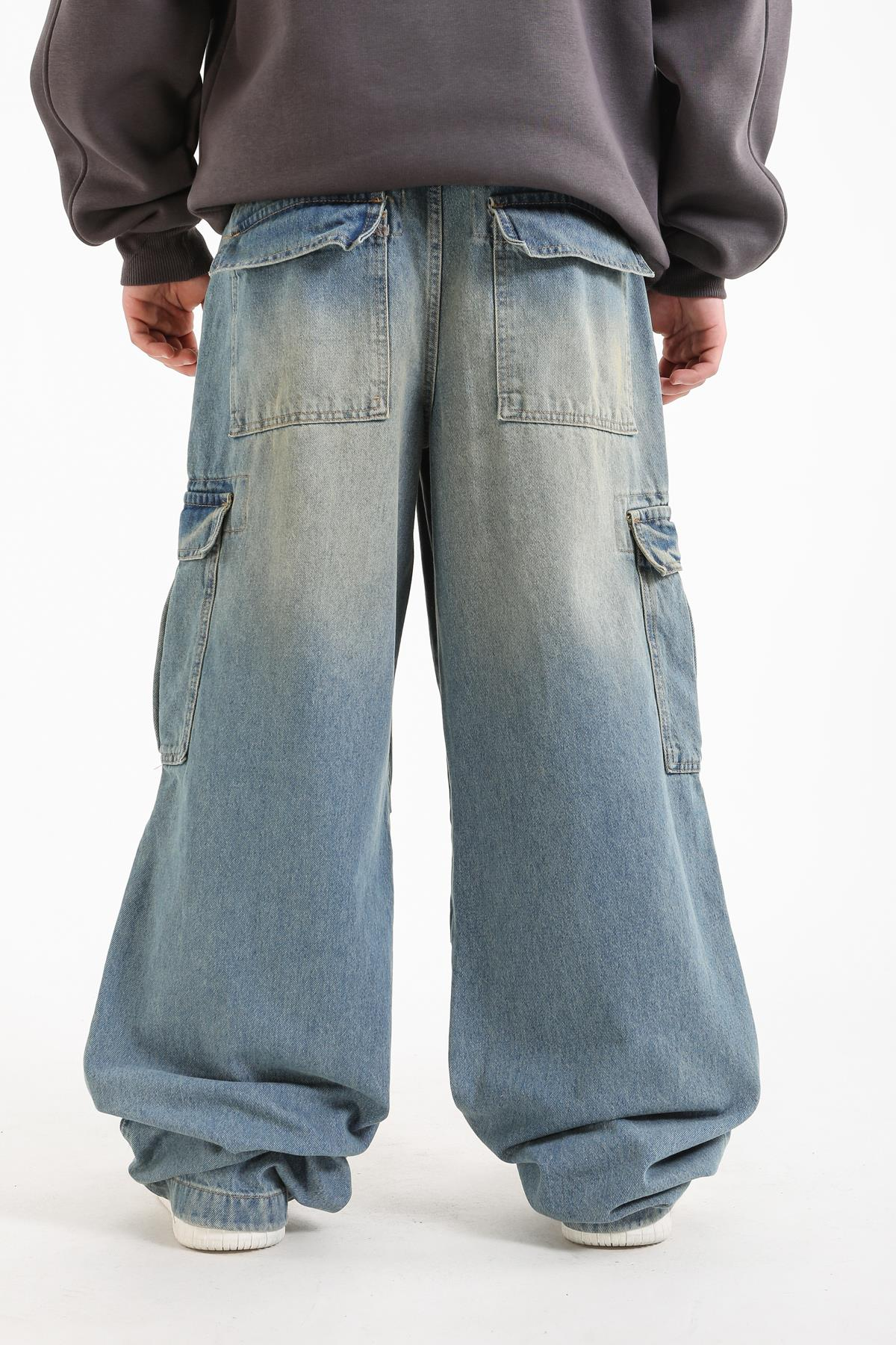 Yıkama Efektli Man Extra Baggy Jean Pantolon
