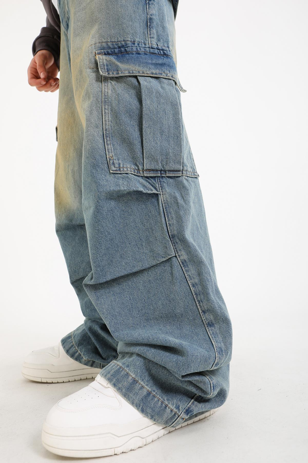 Yıkama Efektli Man Extra Baggy Jean Pantolon