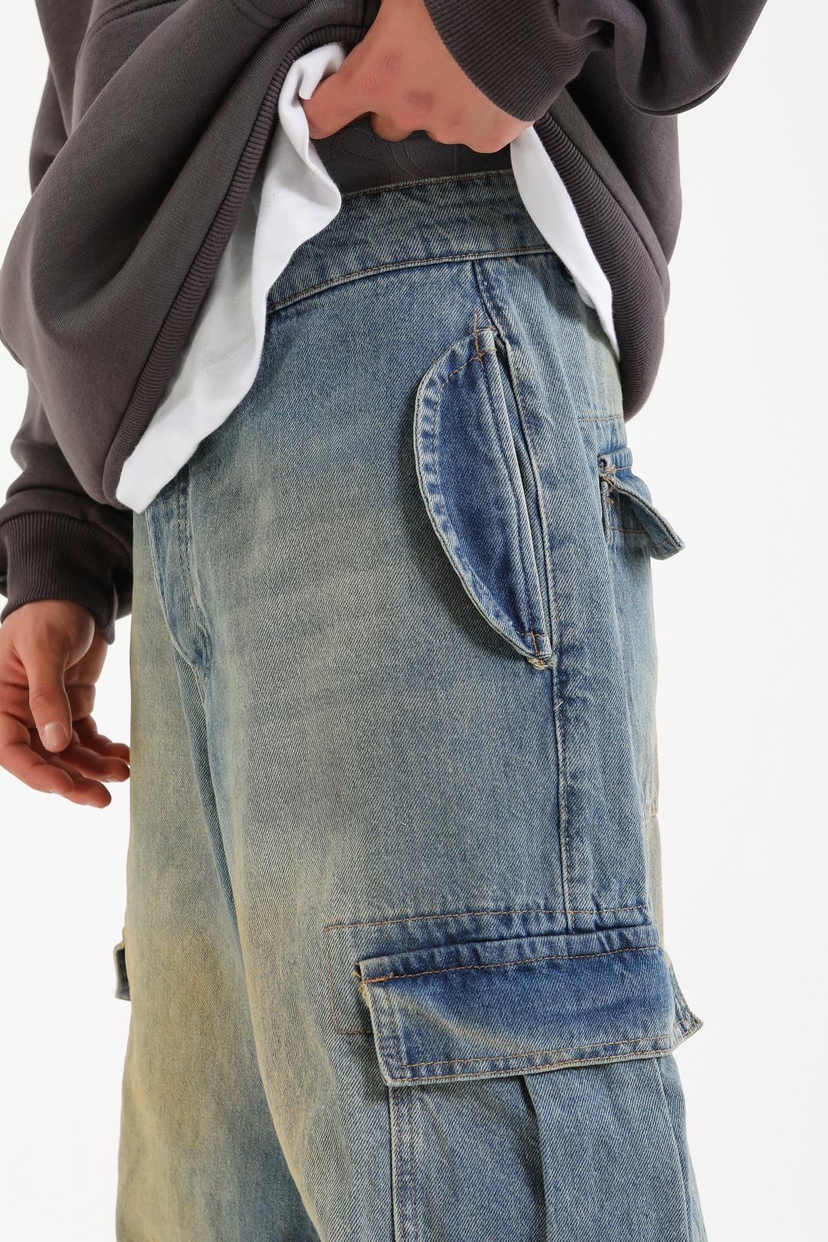 Yıkama Efektli Man Extra Baggy Jean Pantolon